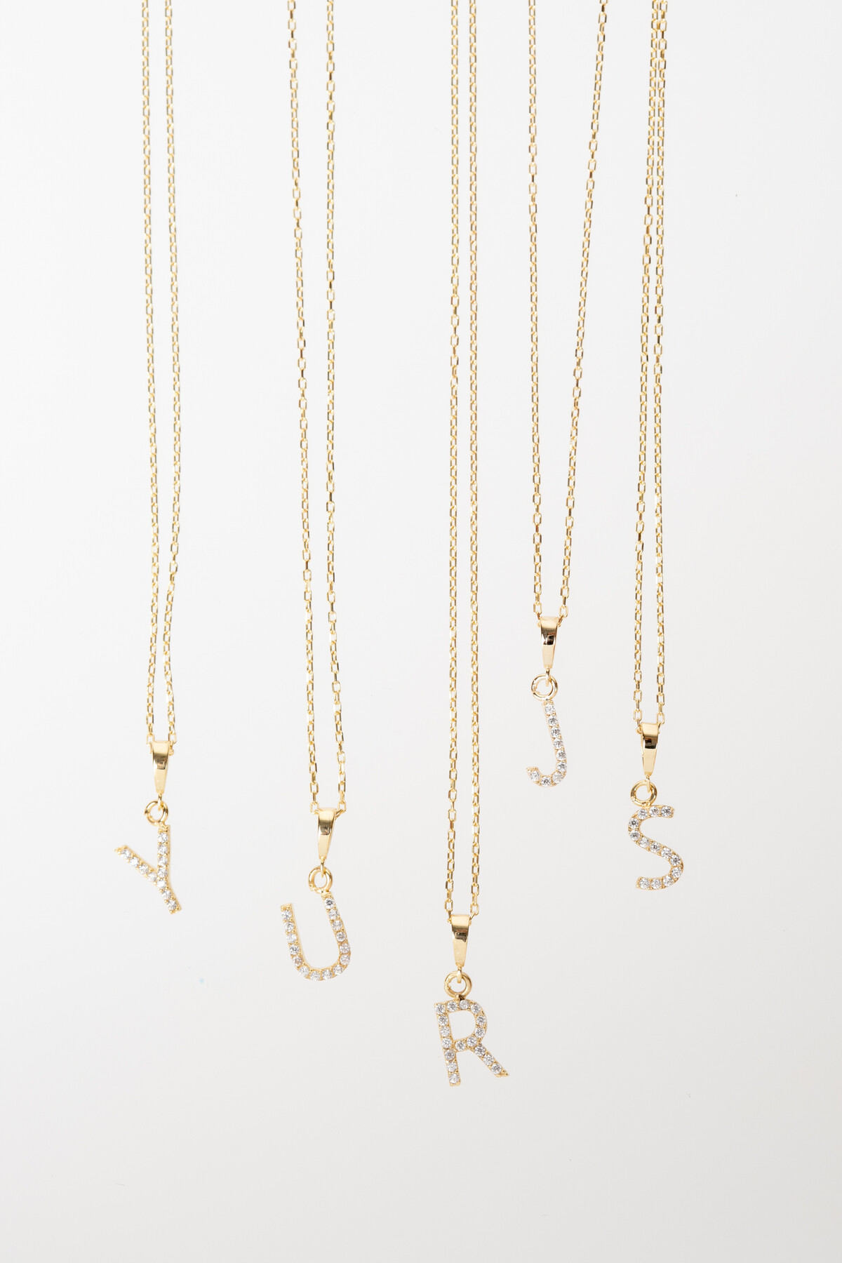 14 Ayar Altın Taşlı Harf Kolye