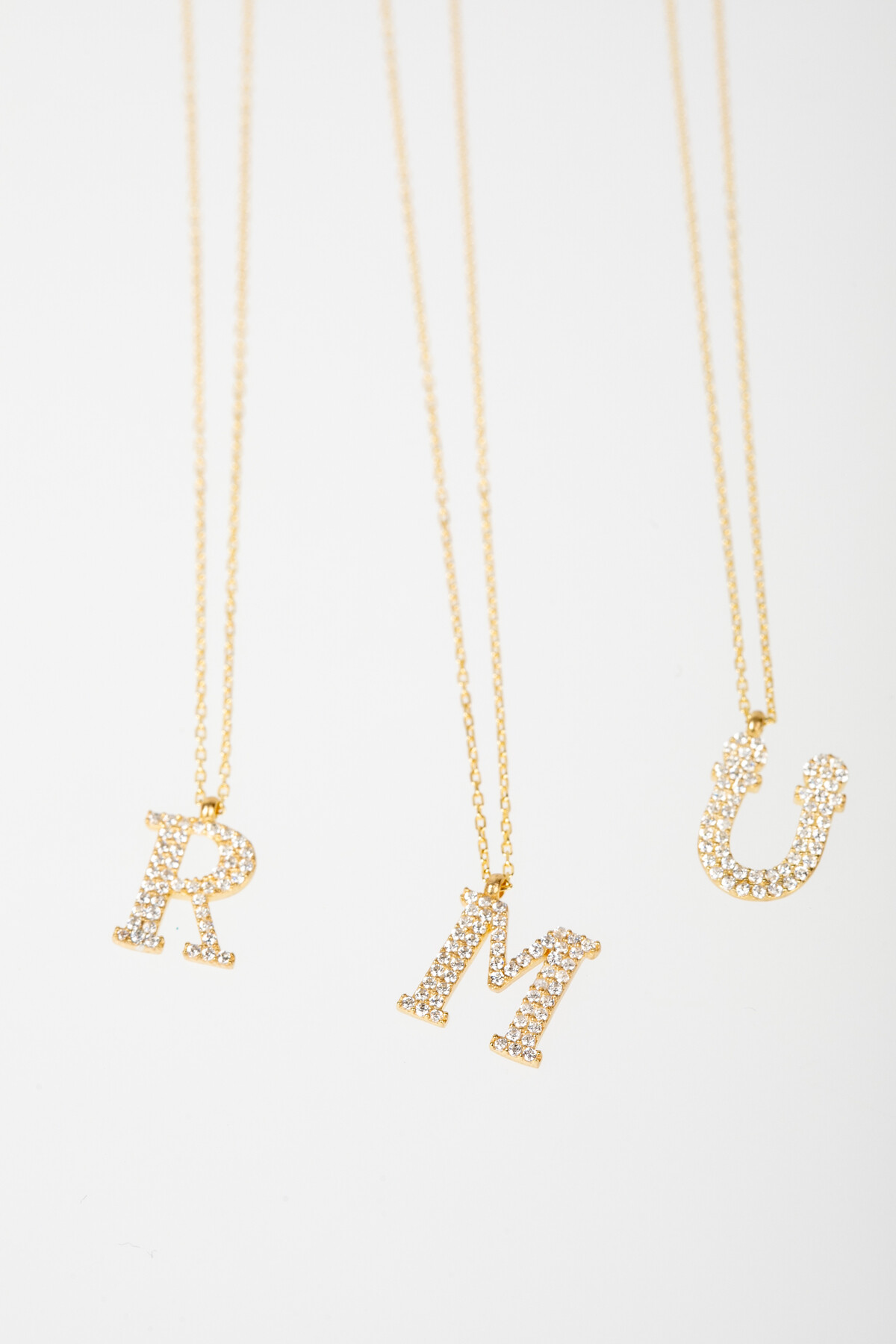 14 Ayar Altın Taşlı Harf Kolye