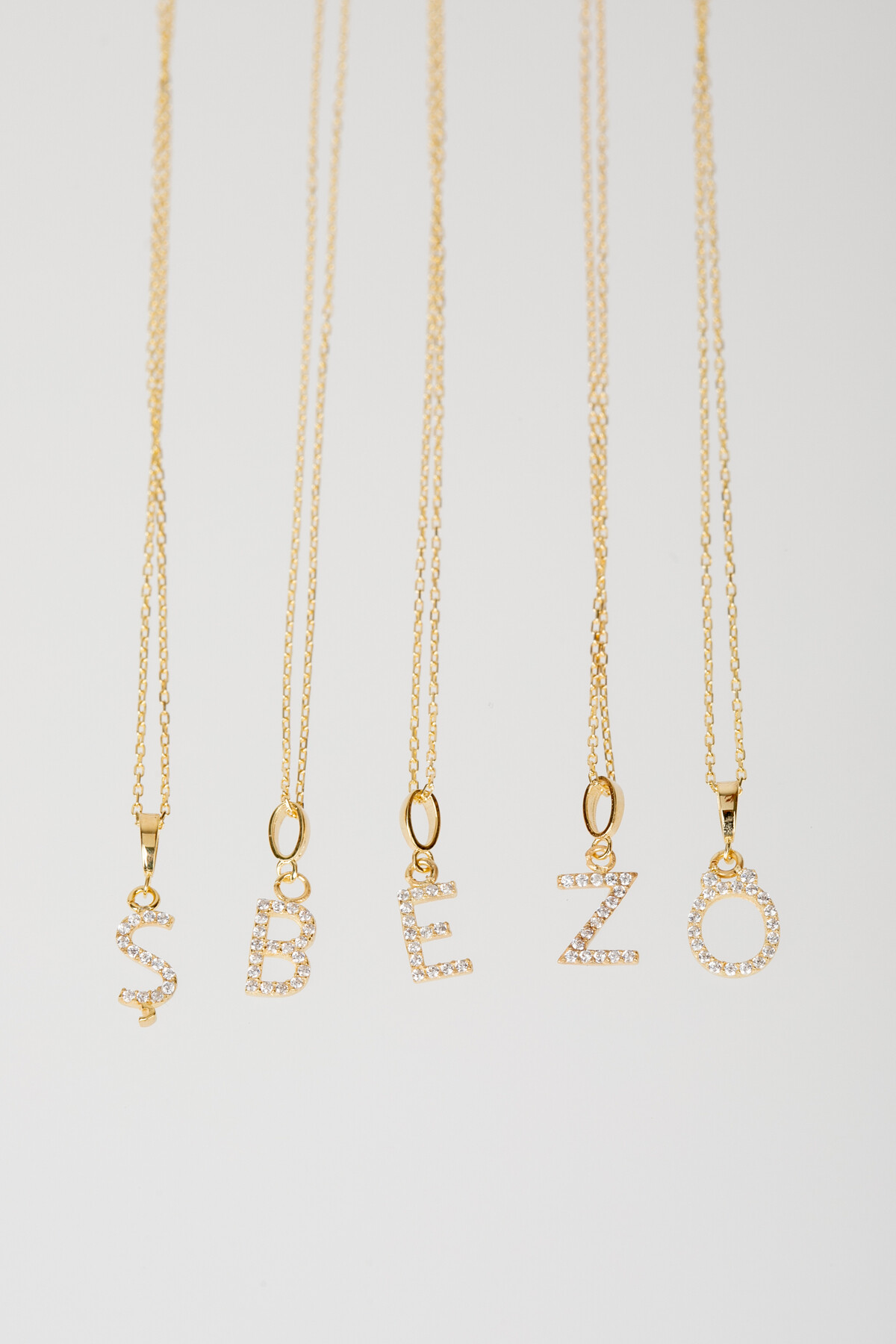 14 Ayar Altın Taşlı Harf Kolye