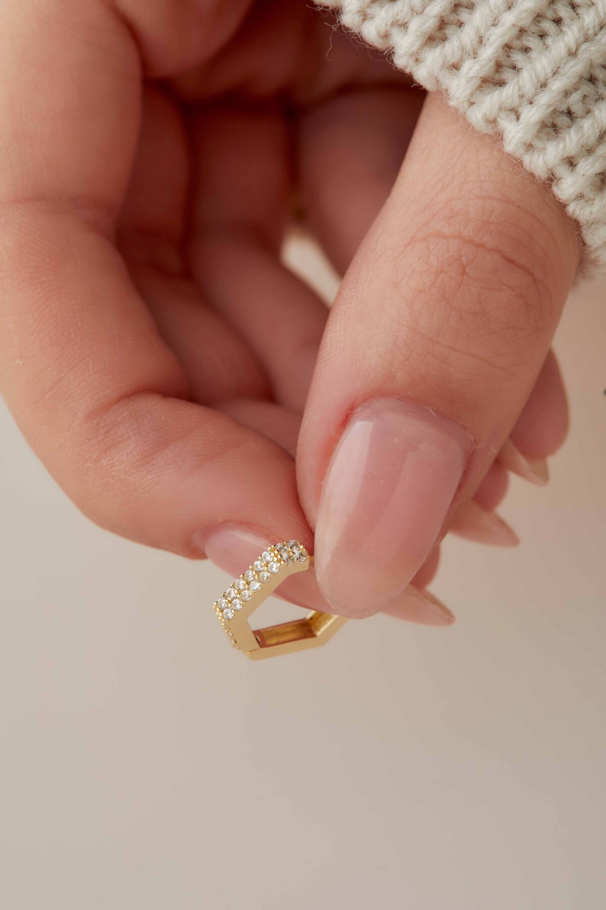 14 Ayar Altın Taşlı Küpe