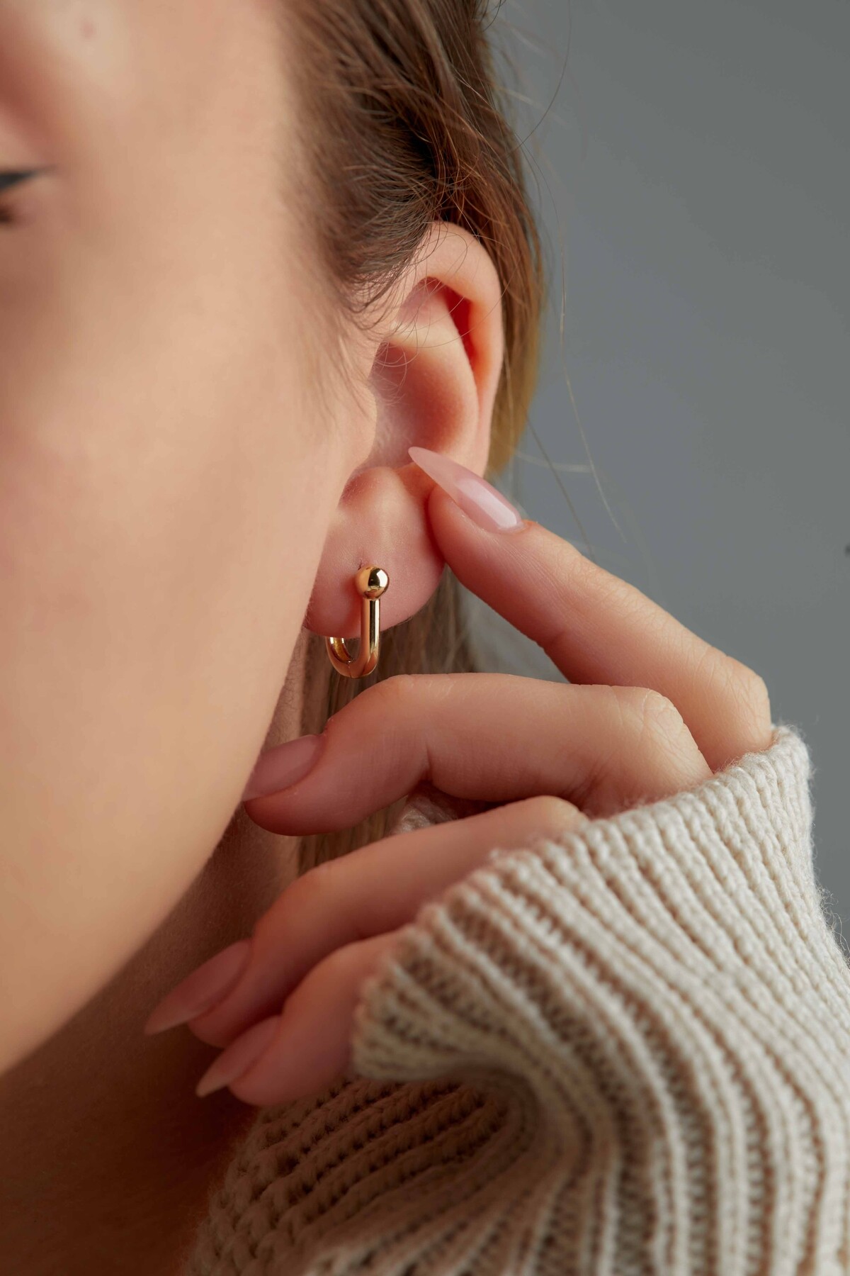 14 Ayar Altın U Küpe