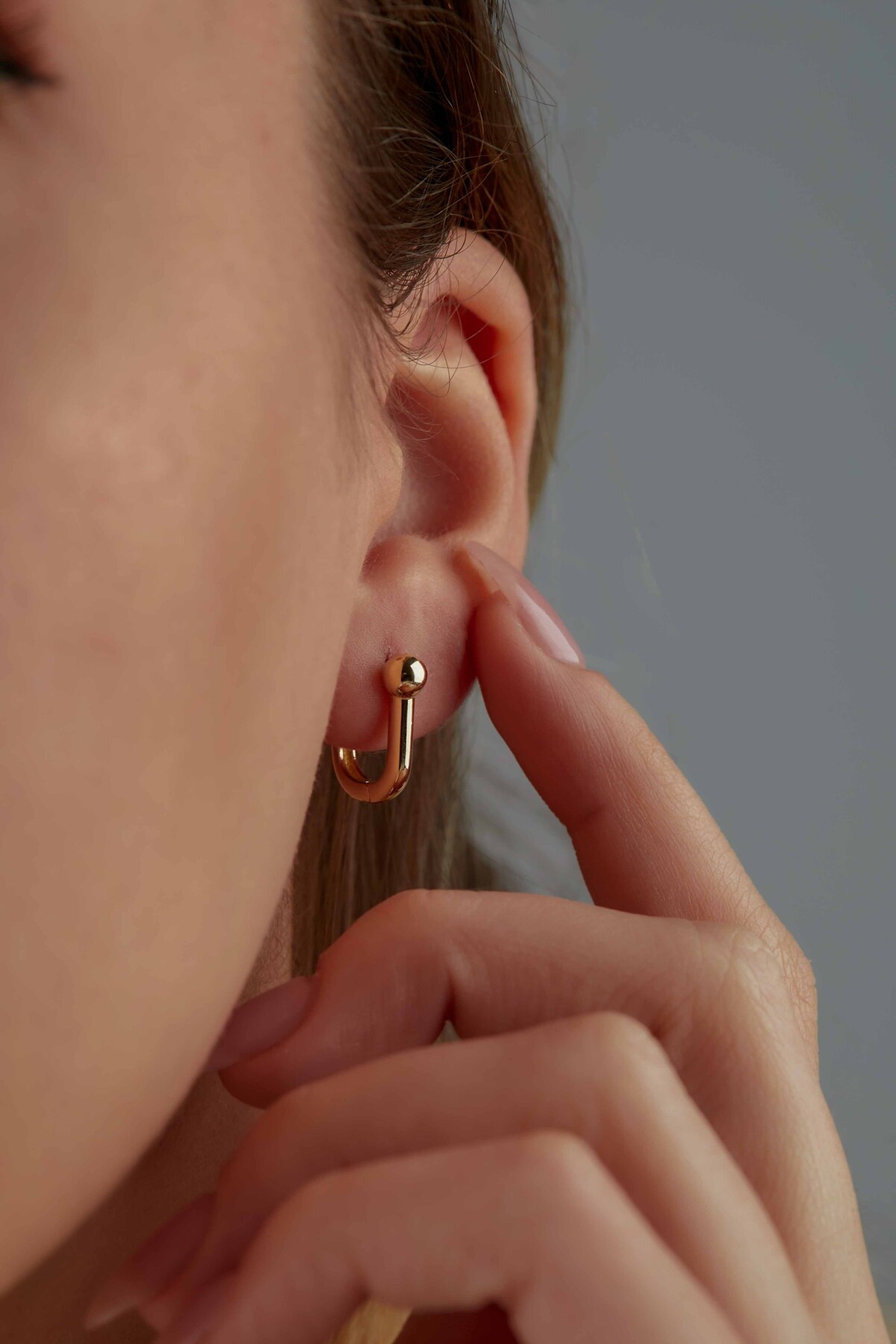 14 Ayar Altın U Küpe