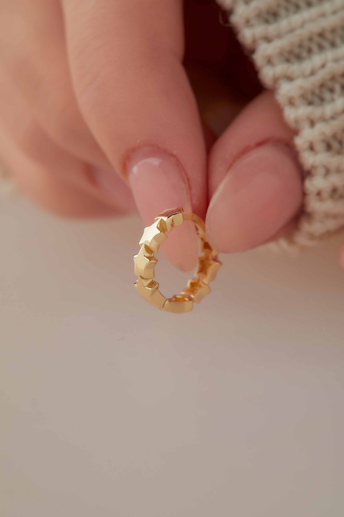 14 Ayar Altın Yıldız Halka  Küpe