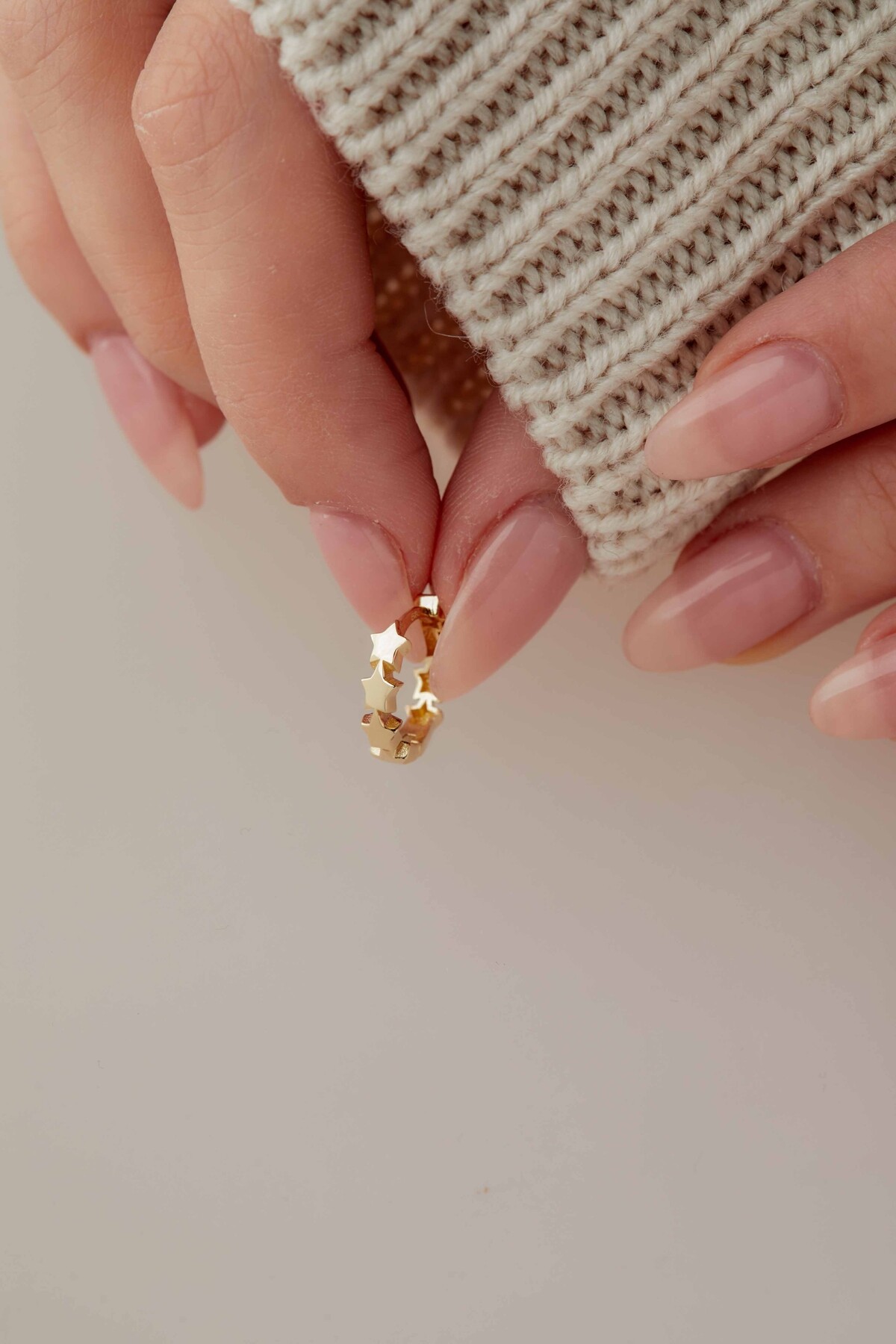 14 Ayar Altın Yıldız Halka  Küpe