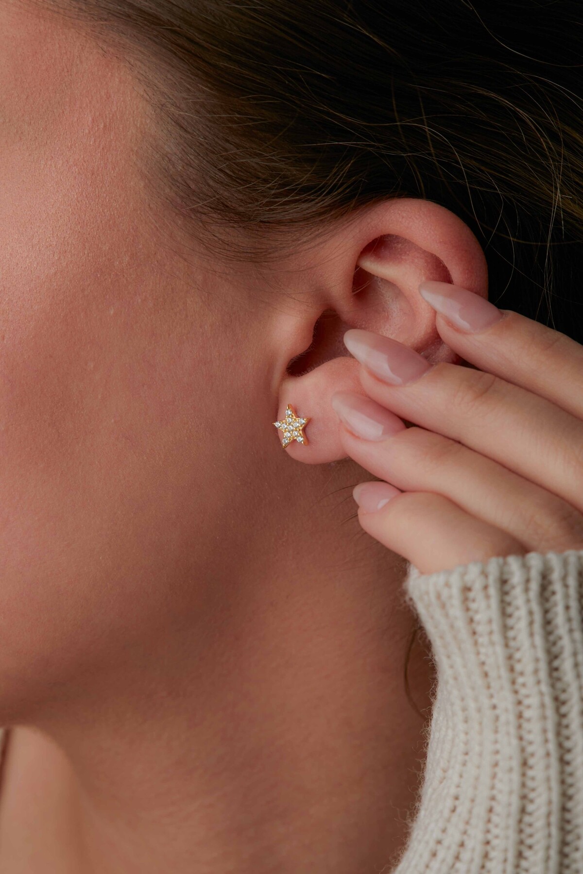 14 Ayar Altın Yıldız Küpe