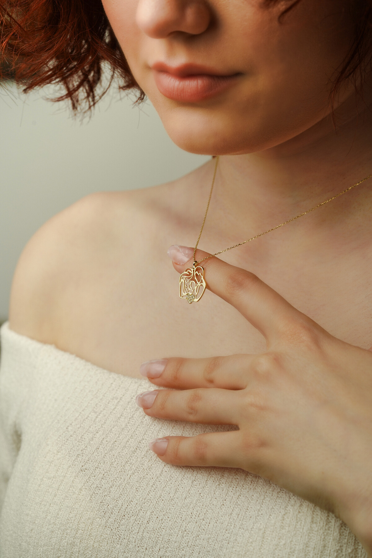 14 Ayar Altın Anne Baba Çocuk Kolye