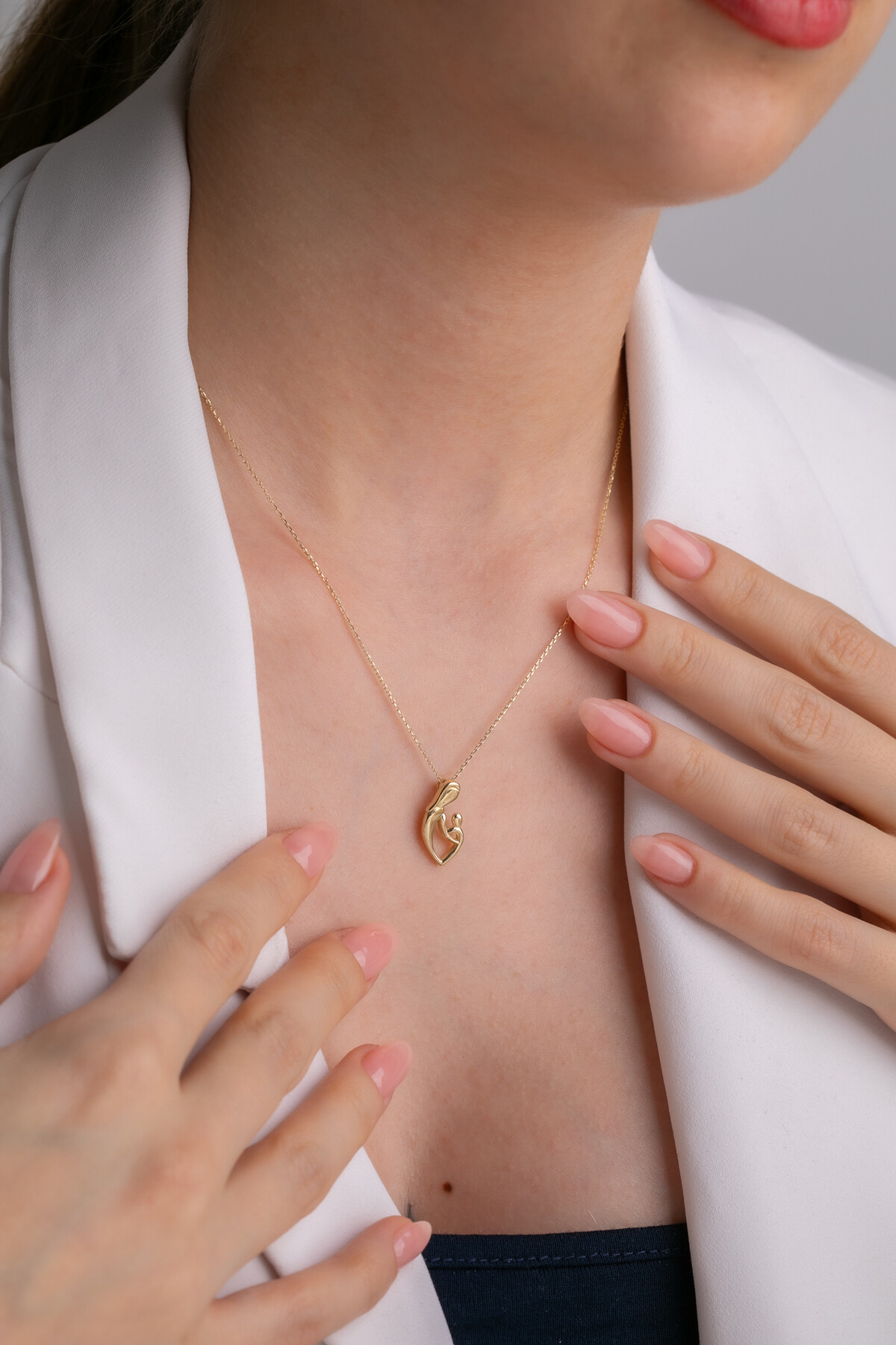 14 Ayar Altın Anne Çocuk Kolye