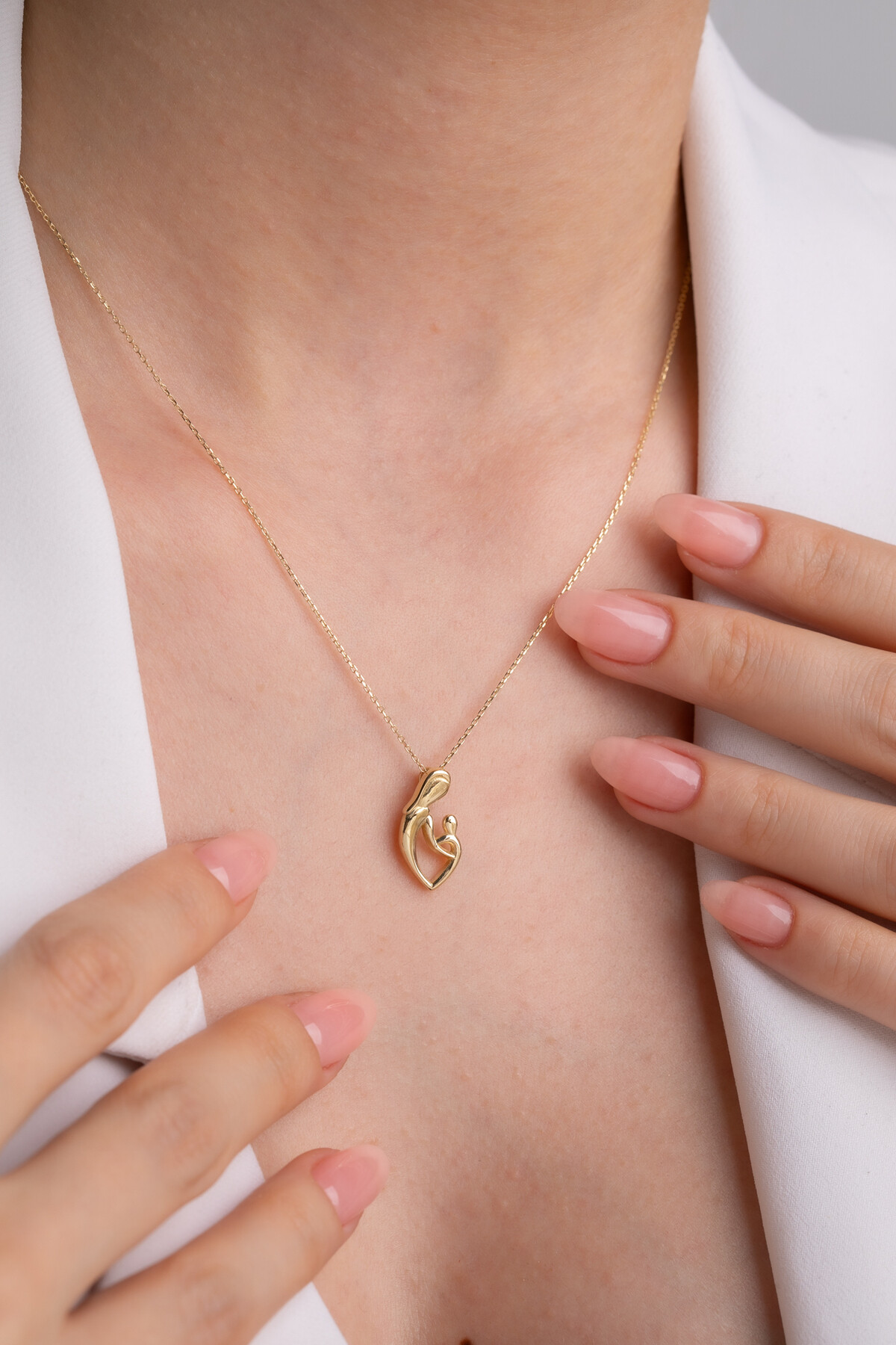 14 Ayar Altın Anne Çocuk Kolye