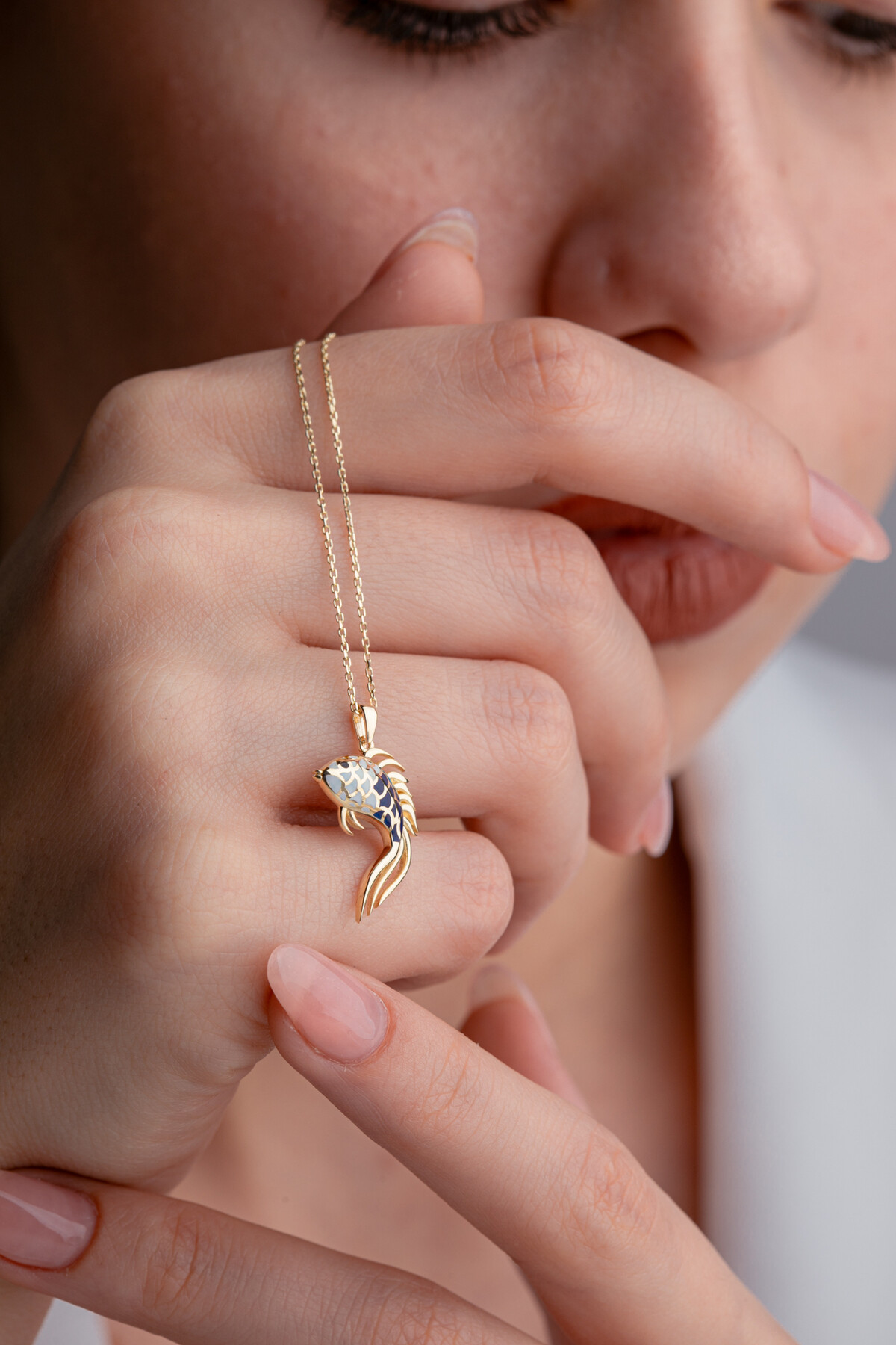 14 Ayar Altın Balık Kolye