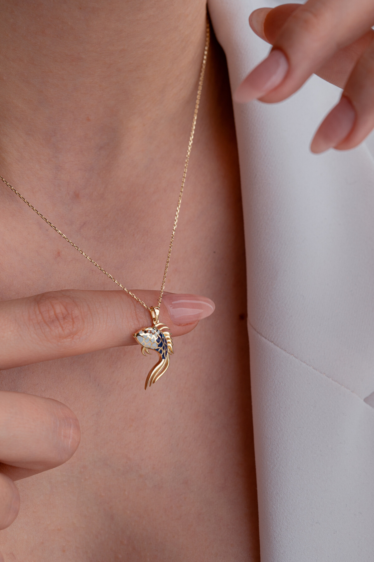 14 Ayar Altın Balık Kolye