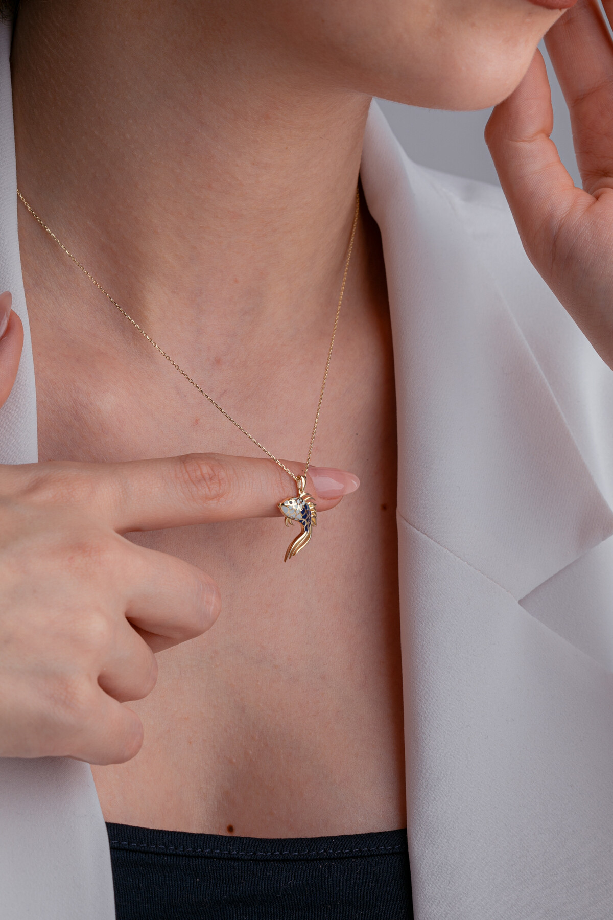 14 Ayar Altın Balık Kolye