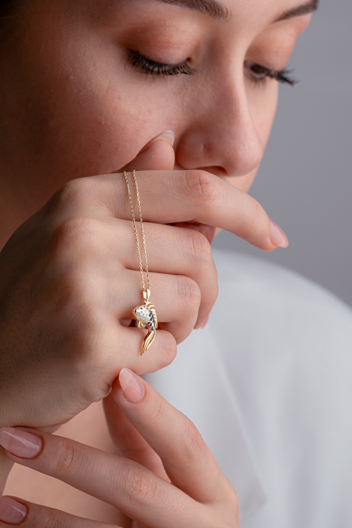 14 Ayar Altın Balık Kolye