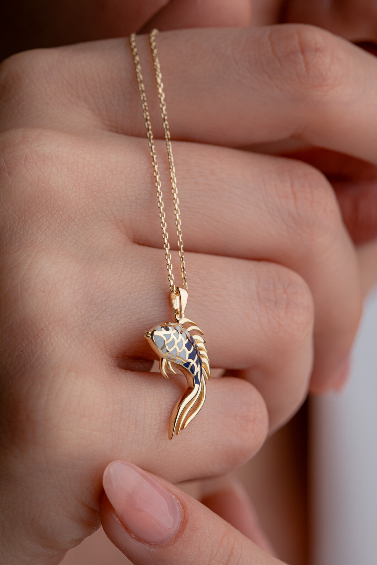 14 Ayar Altın Balık Kolye