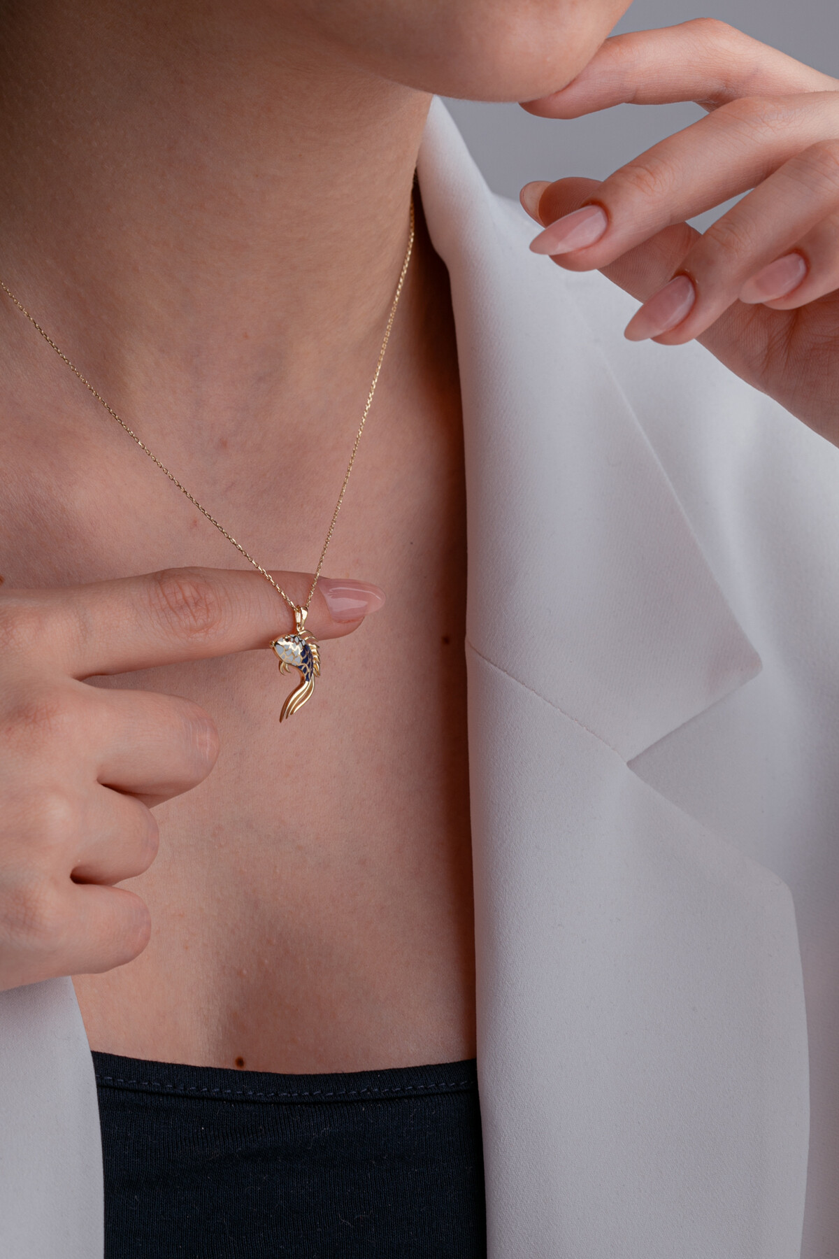 14 Ayar Altın Balık Kolye