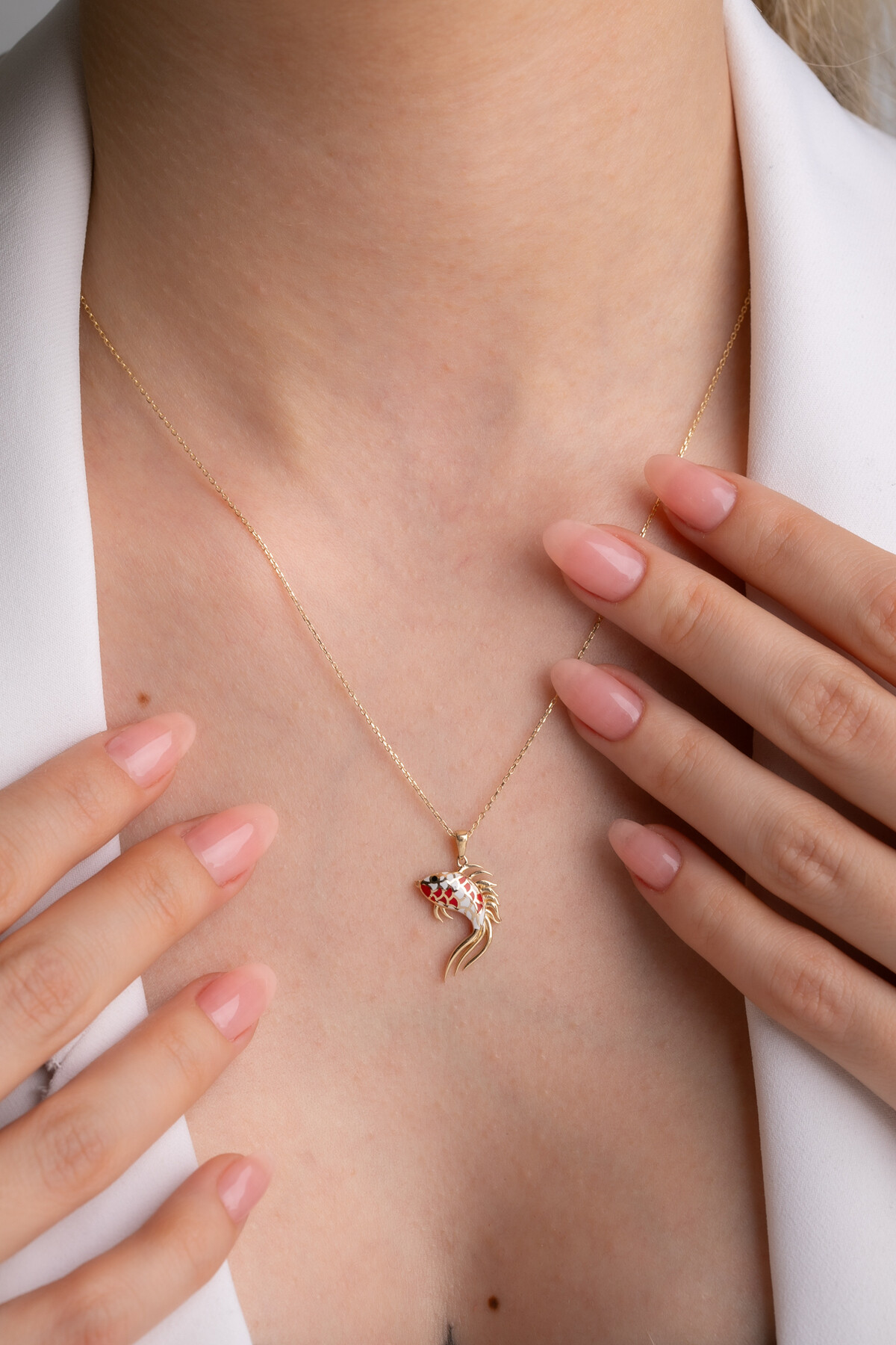 14 Ayar Altın Balık Kolye