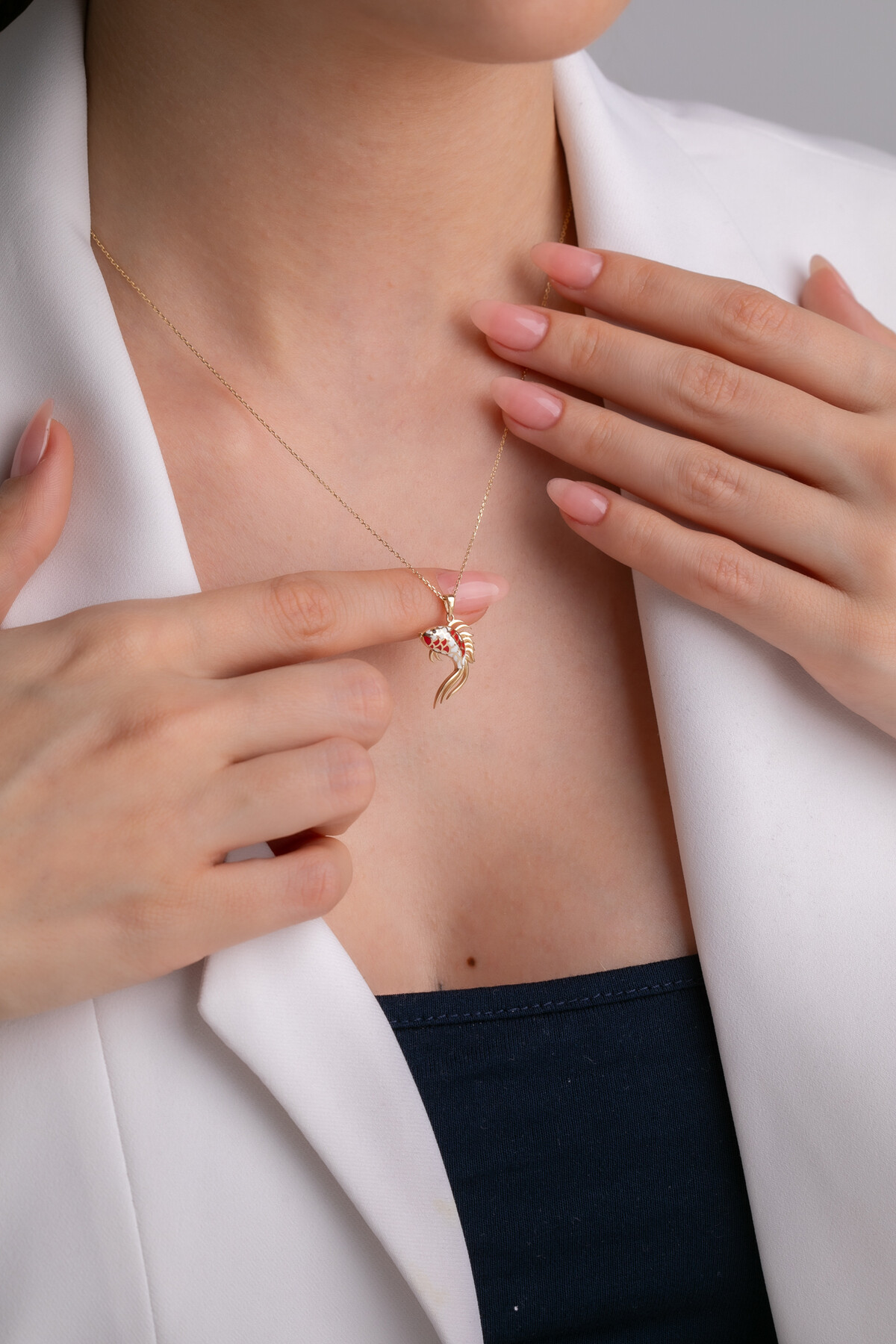 14 Ayar Altın Balık Kolye