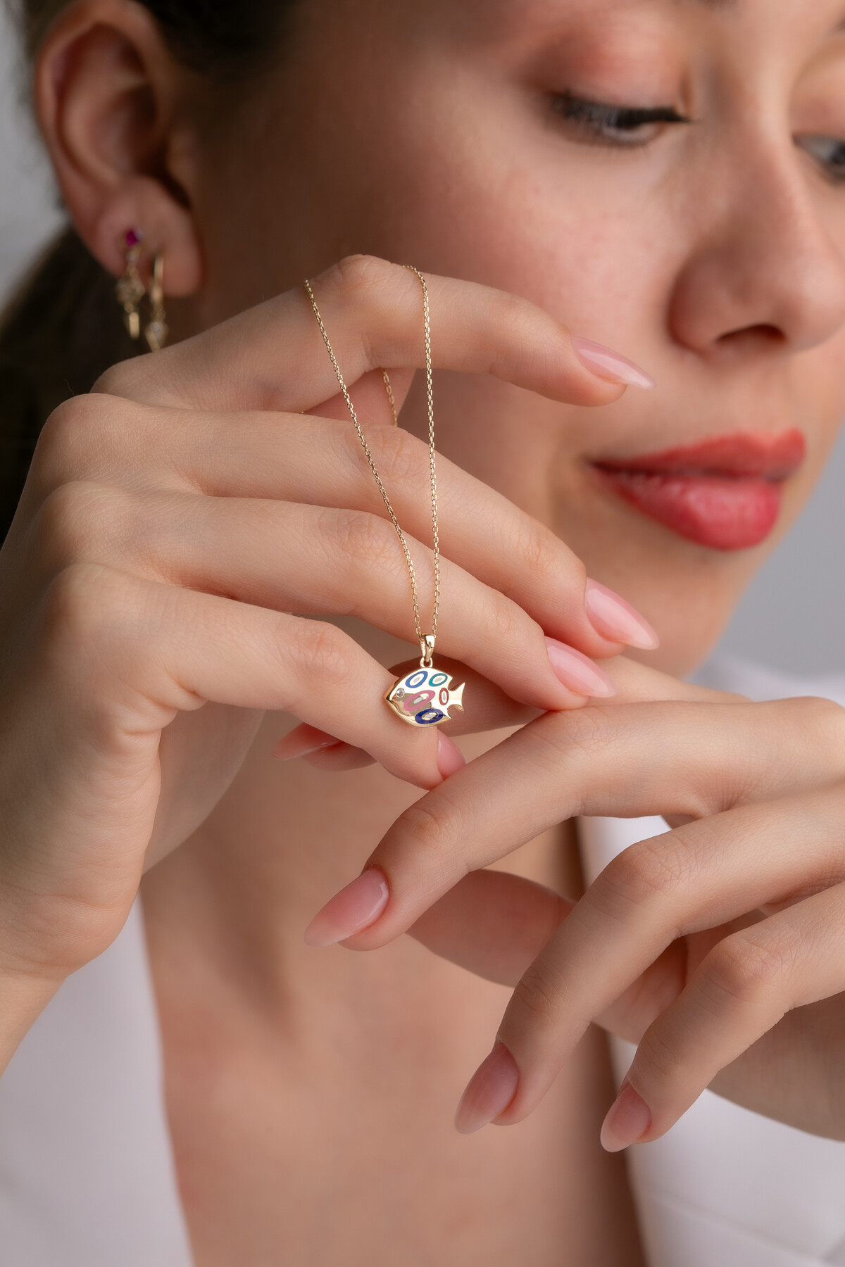 14 Ayar Altın Balık Kolye