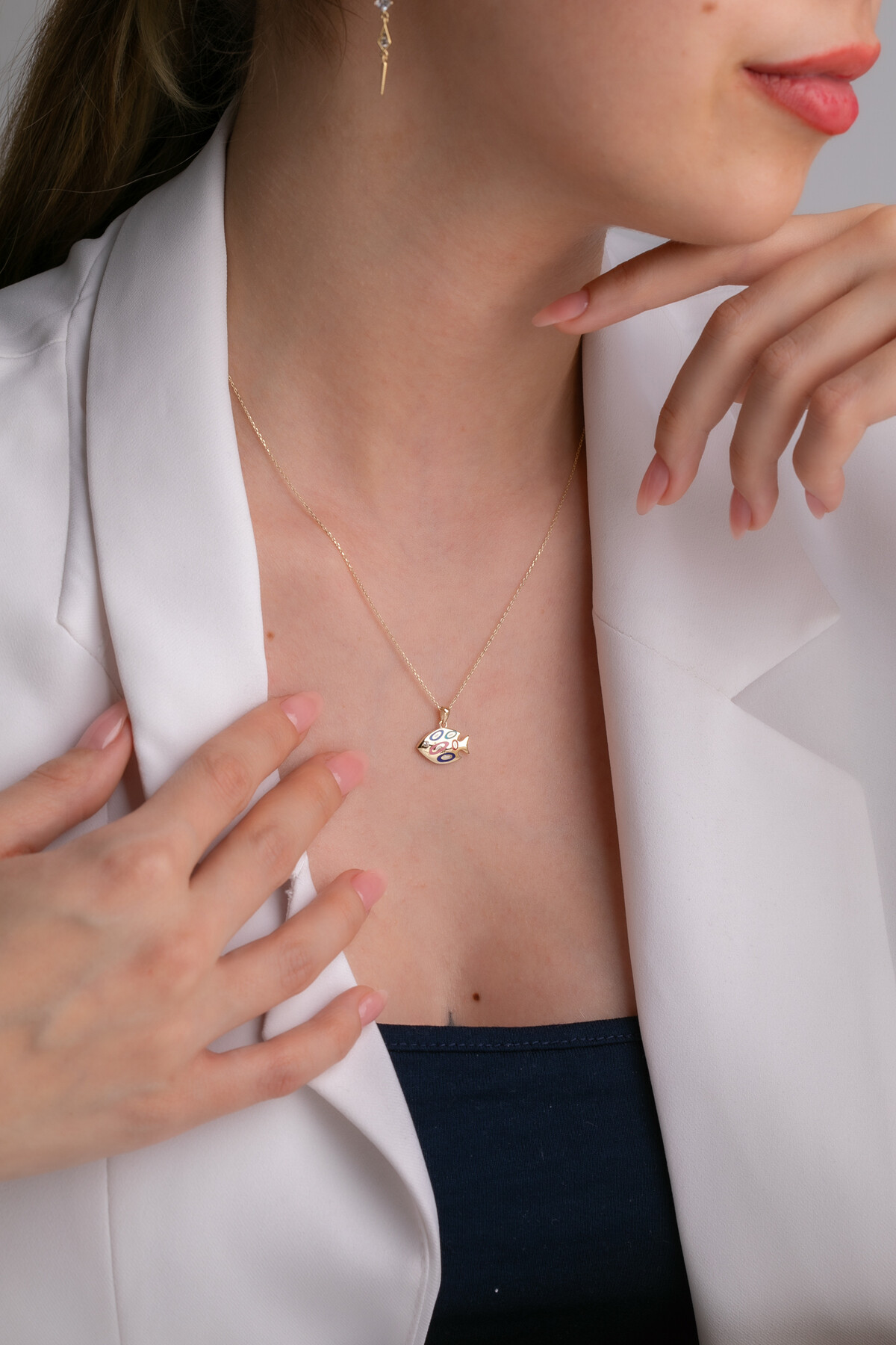 14 Ayar Altın Balık Kolye