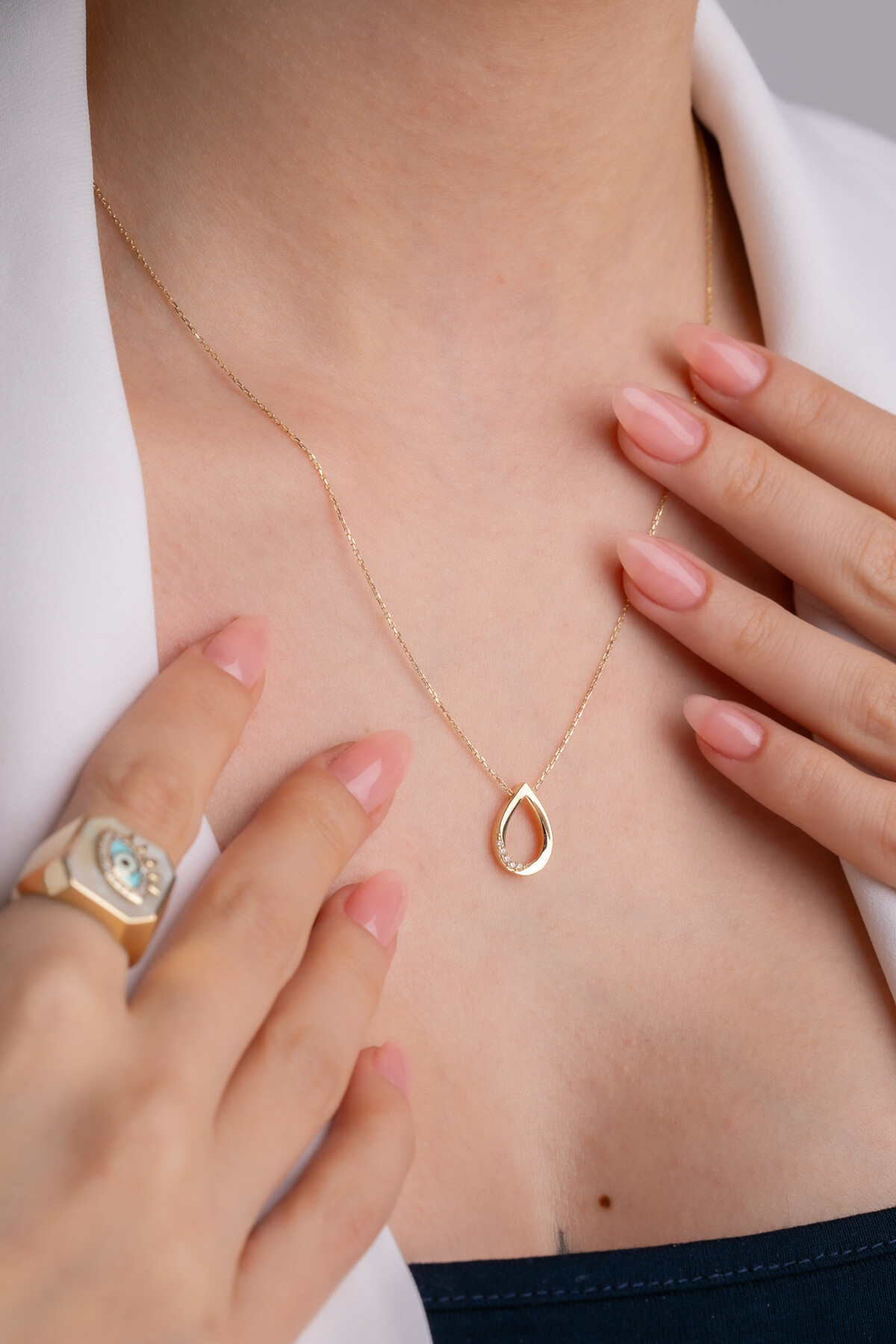 14 Ayar Altın Damla Kolye