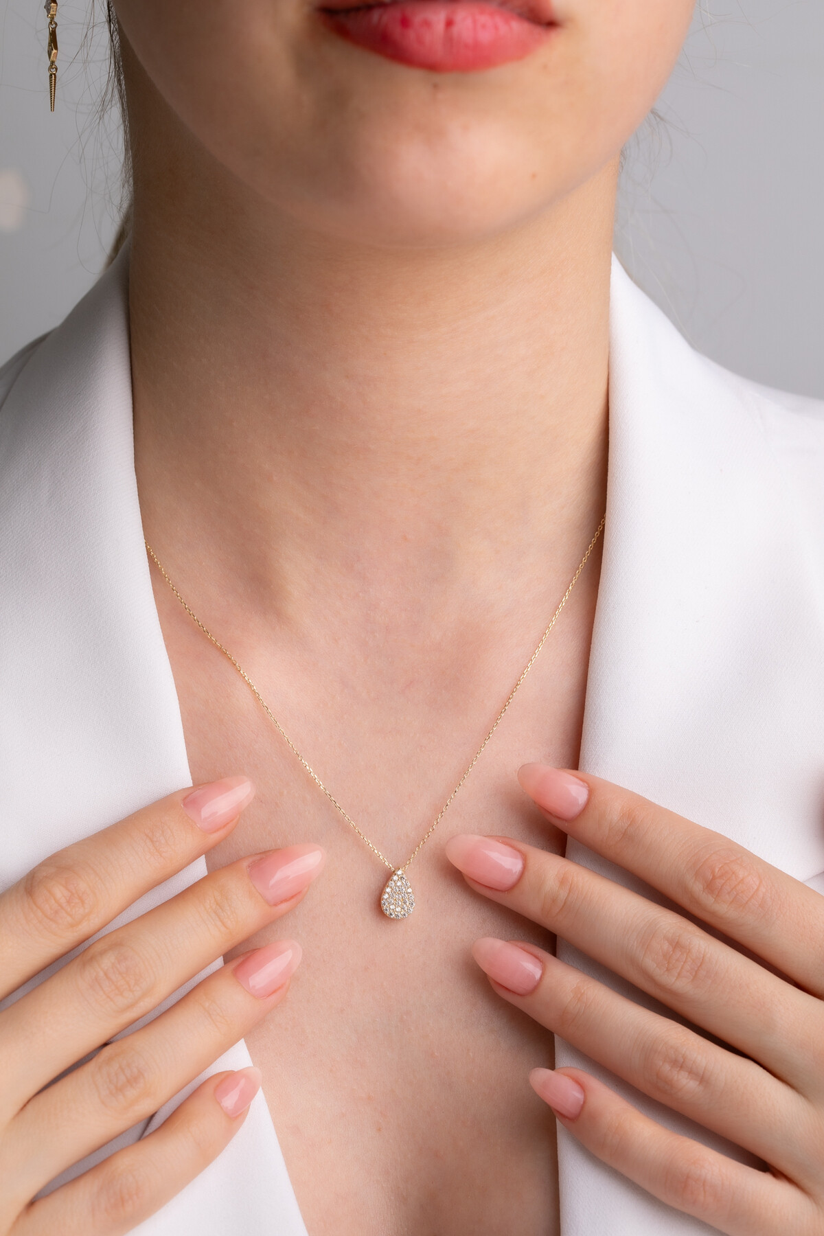 14 Ayar Altın Damla Kolye