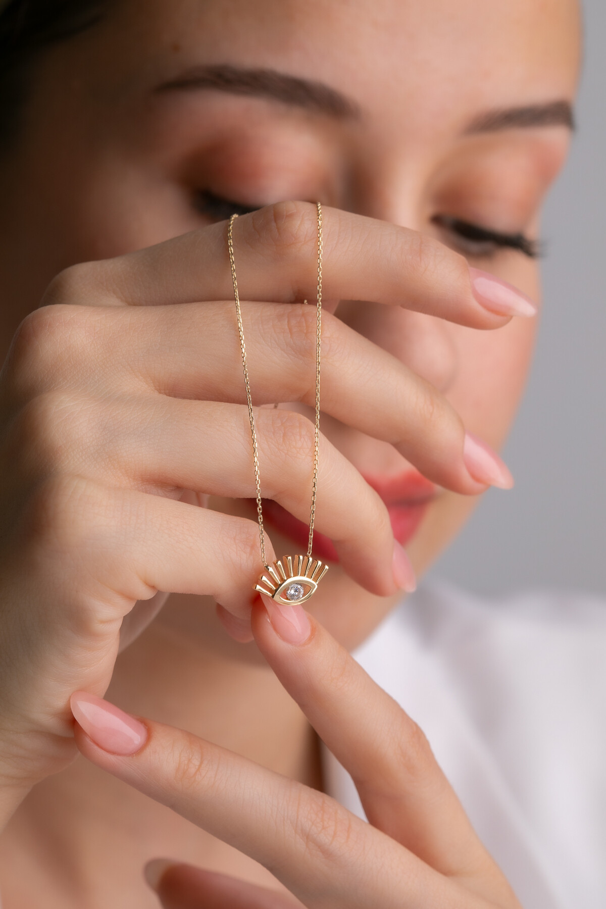 14 Ayar Altın Göz Kolye