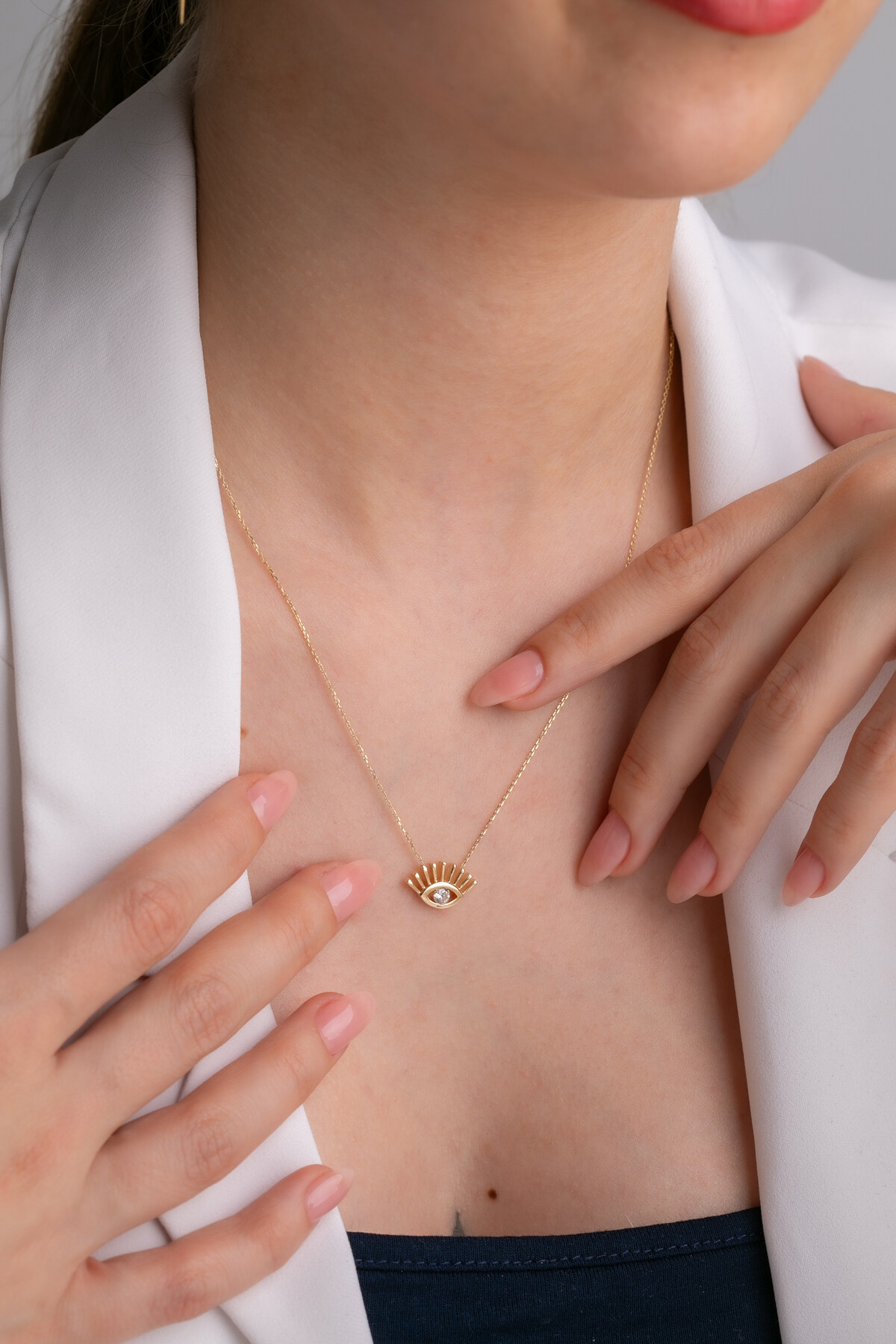 14 Ayar Altın Göz Kolye