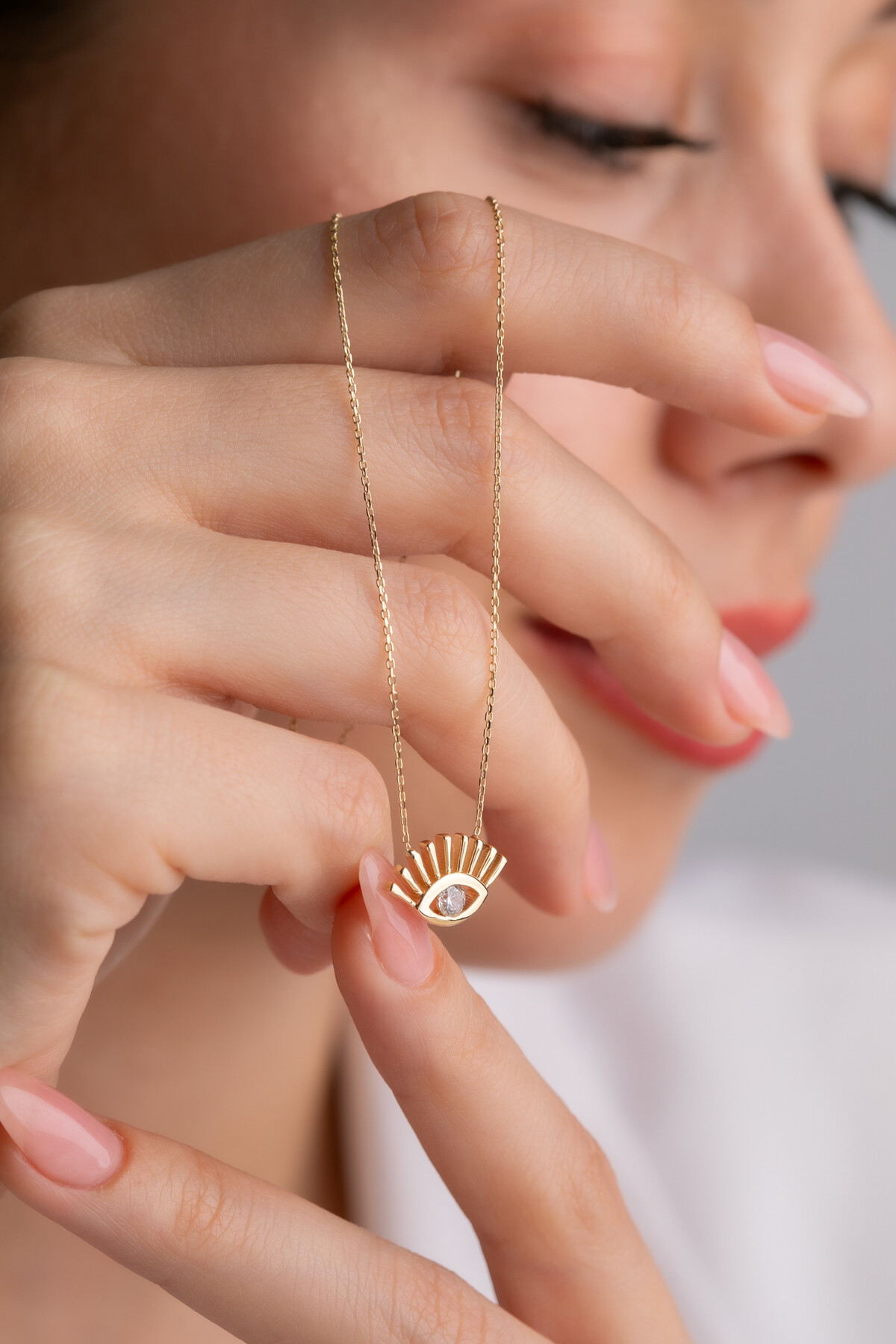 14 Ayar Altın Göz Kolye