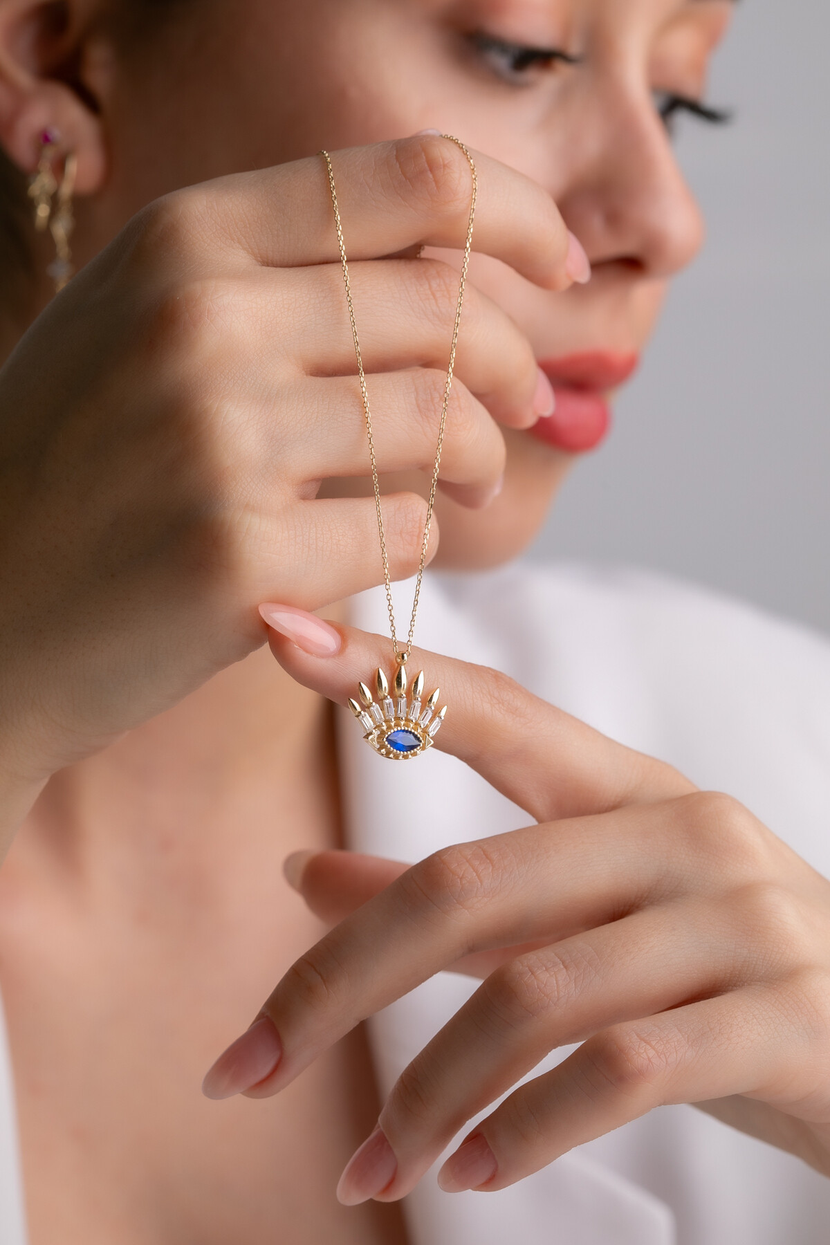 14 Ayar Altın Göz Kolye