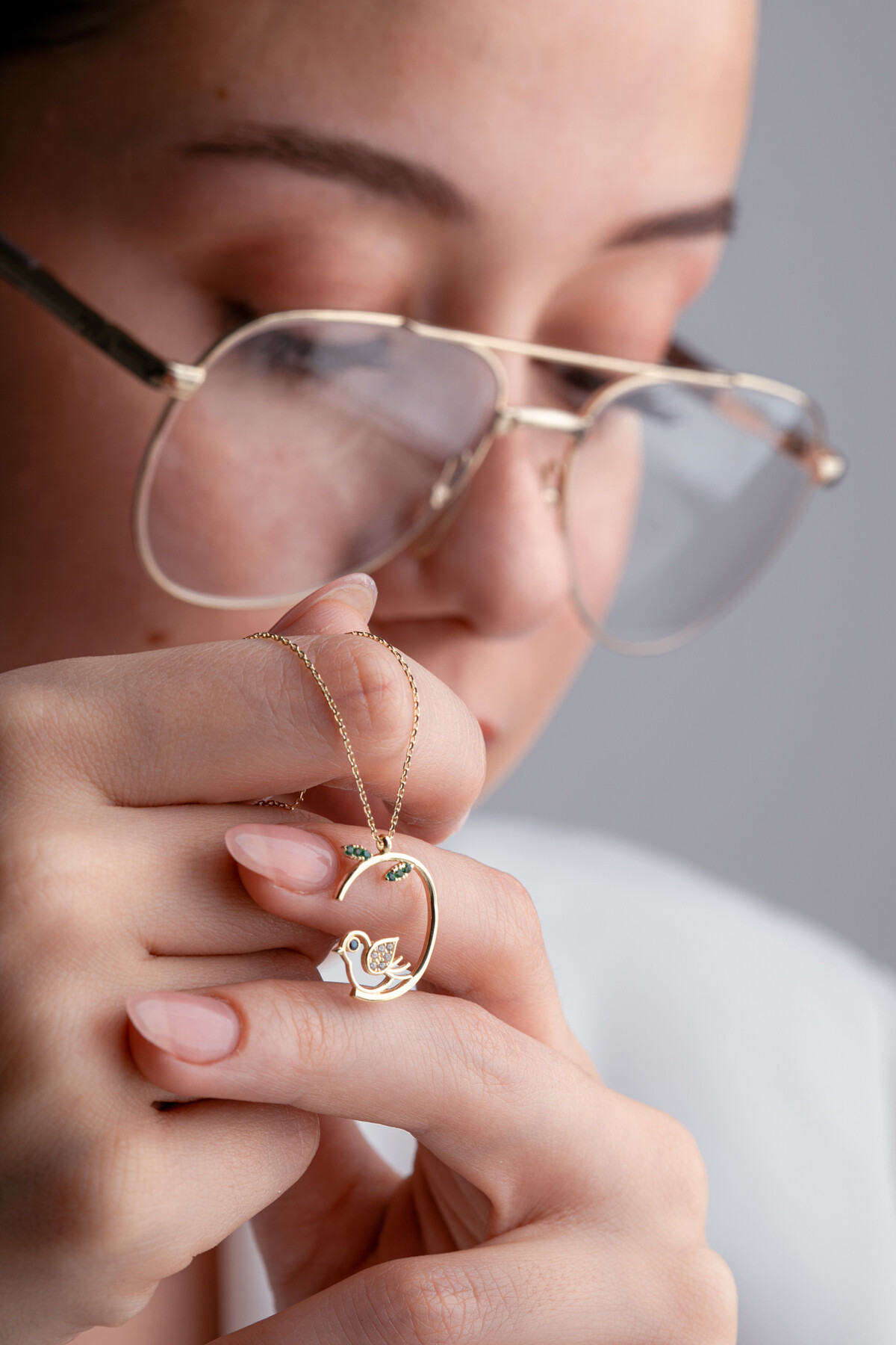 14 Ayar Altın Kuş Kolye