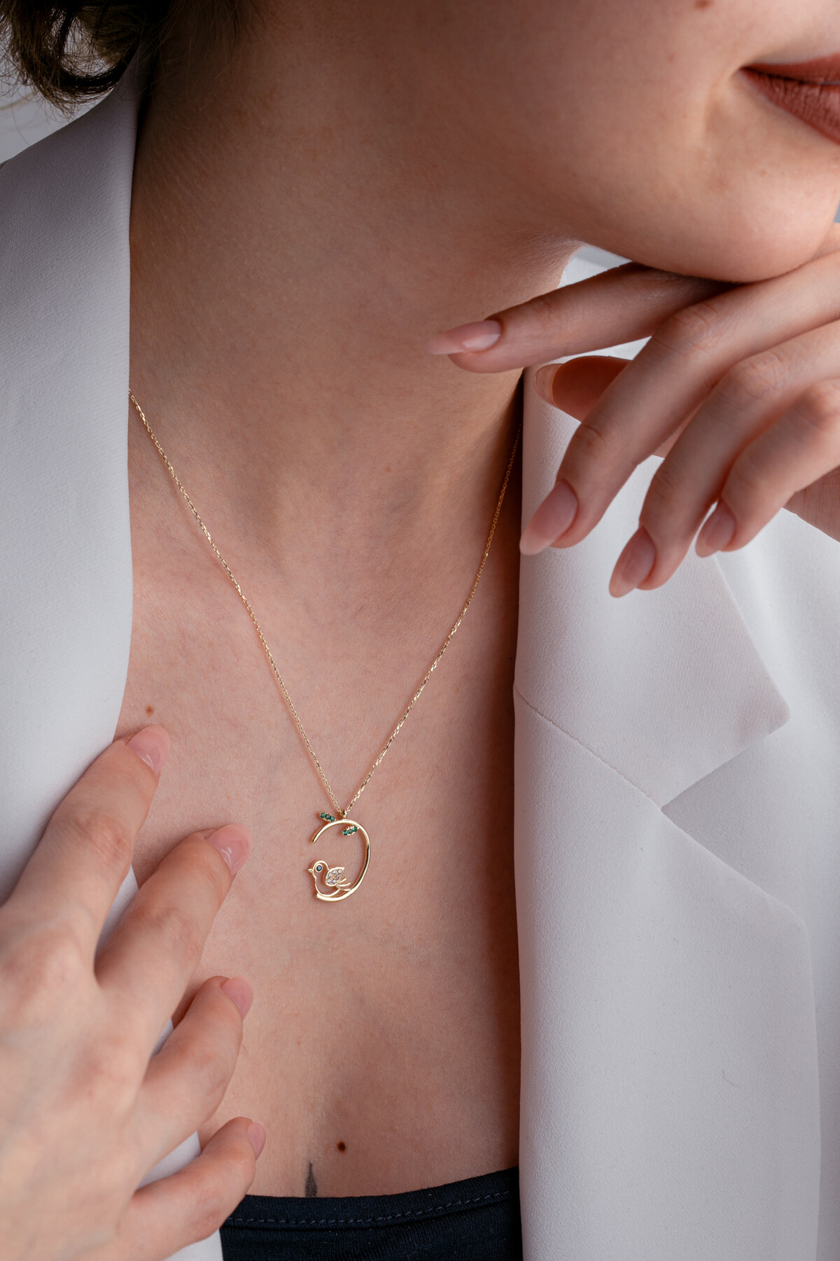 14 Ayar Altın Kuş Kolye