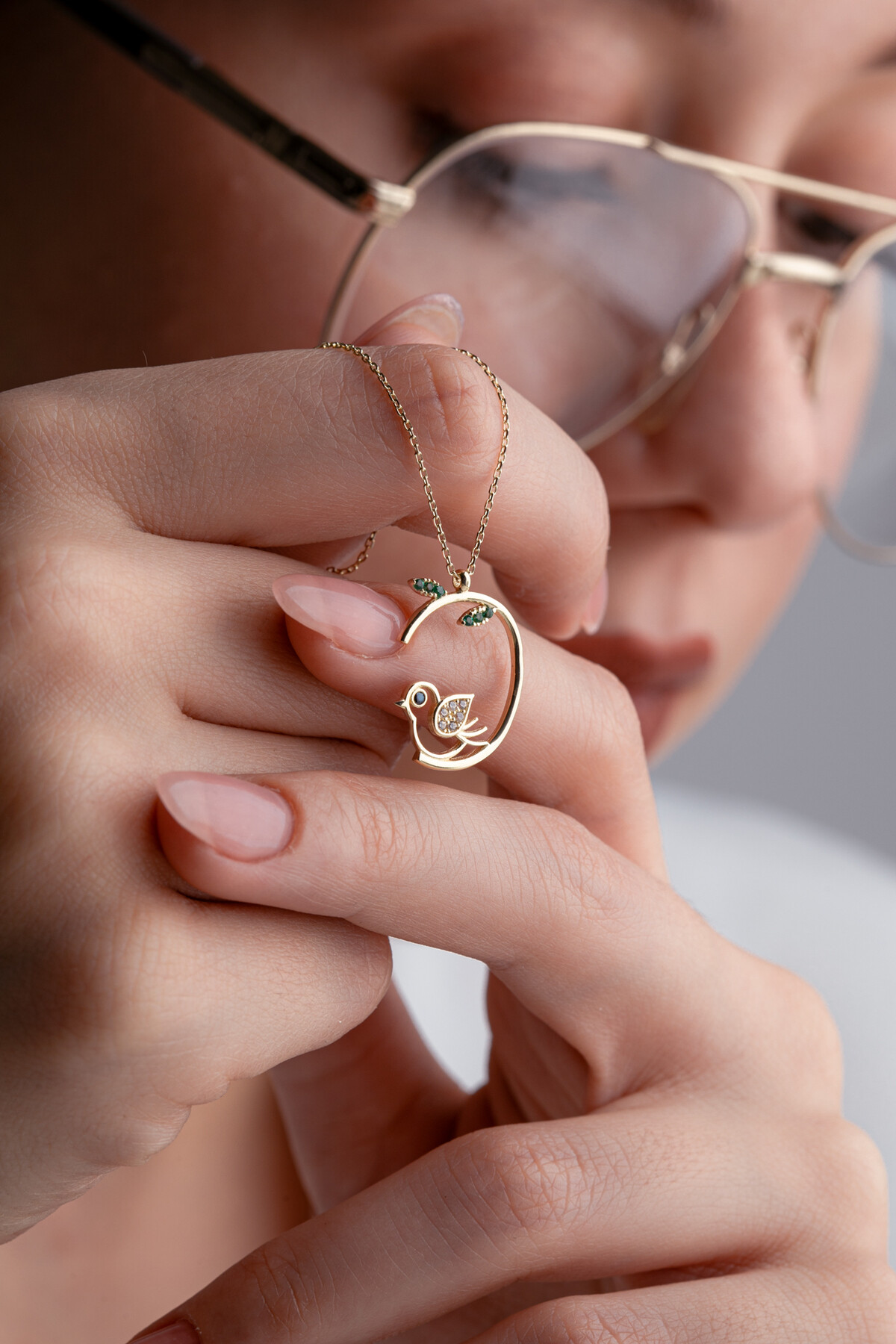 14 Ayar Altın Kuş Kolye