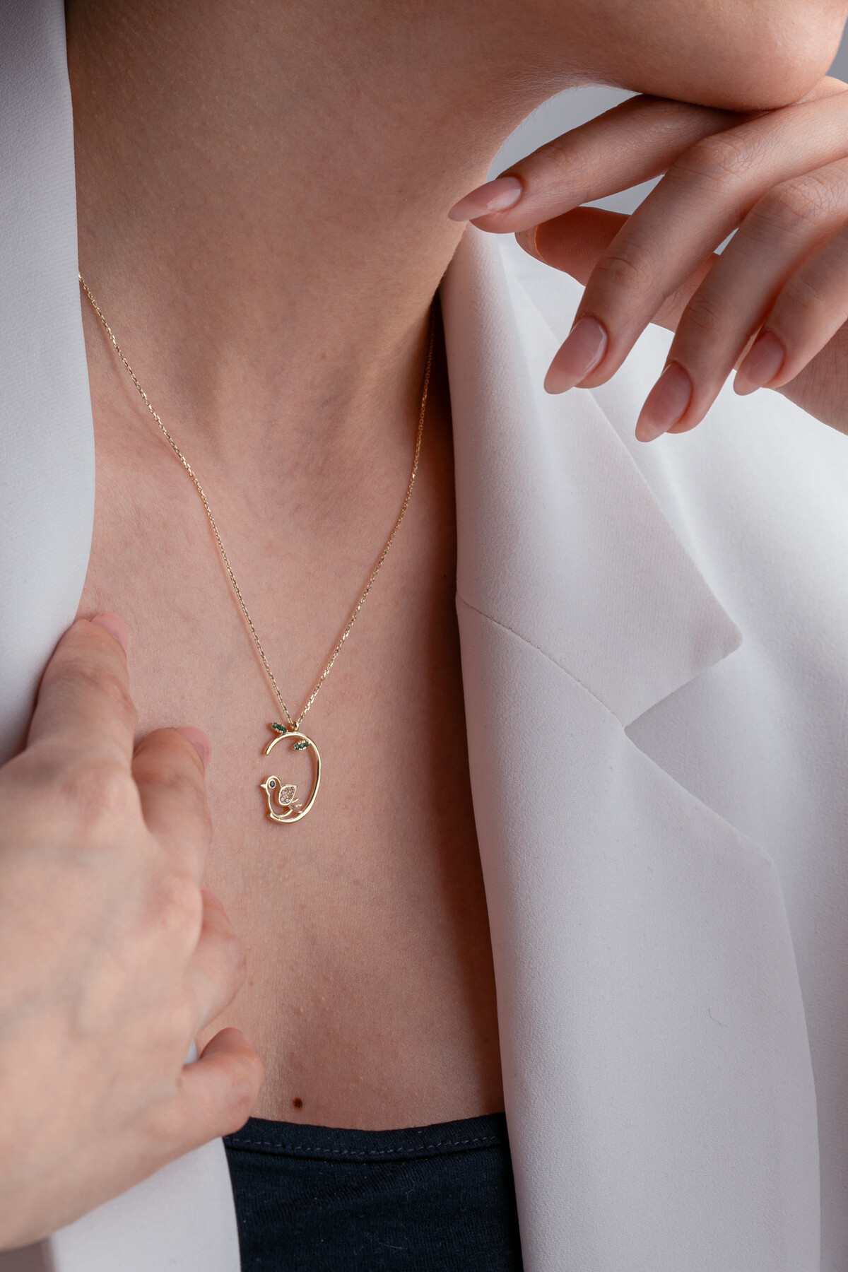 14 Ayar Altın Kuş Kolye