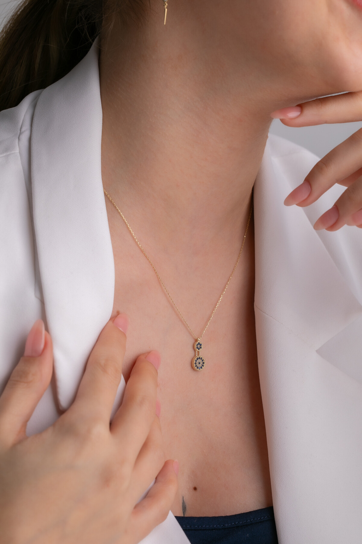 14 Ayar Altın Nazar Kolye