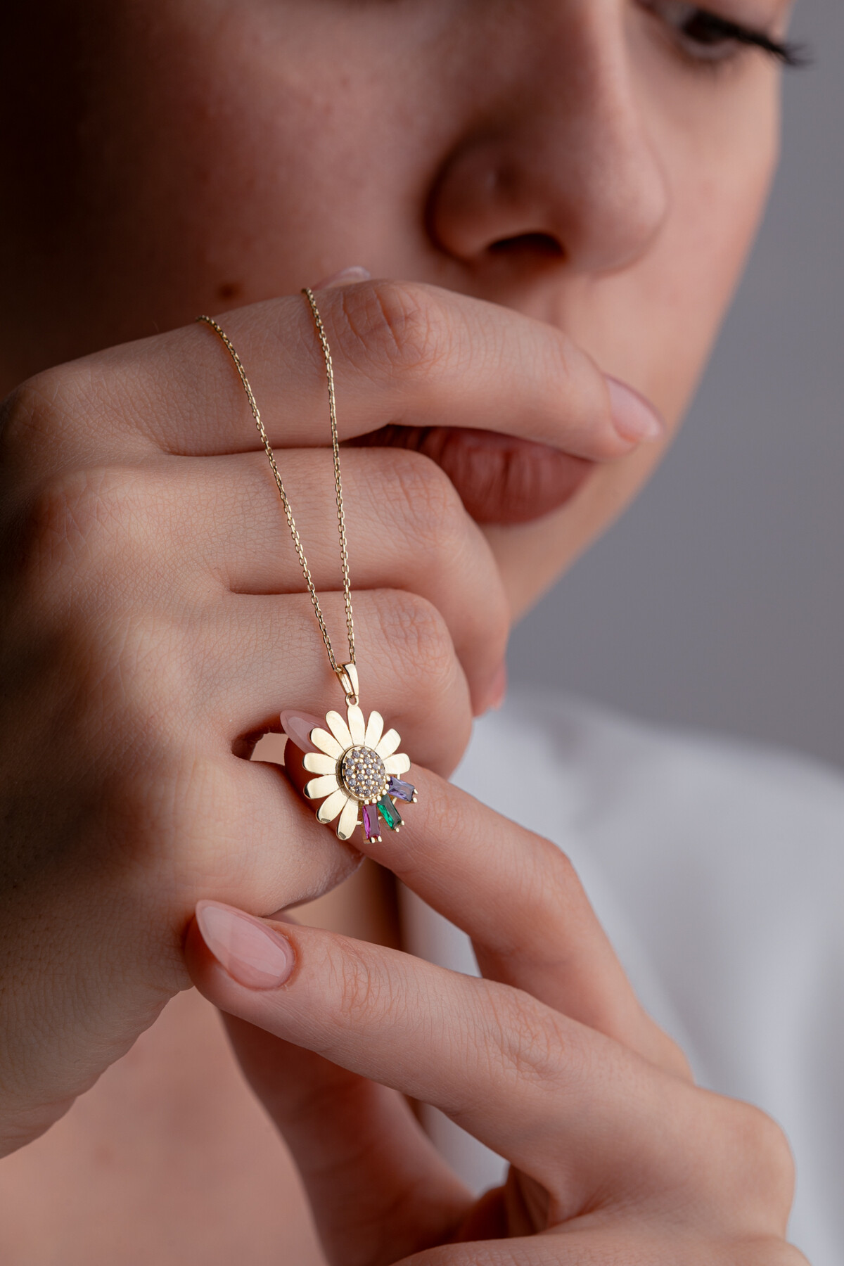 14 Ayar Altın Papatya Kolye