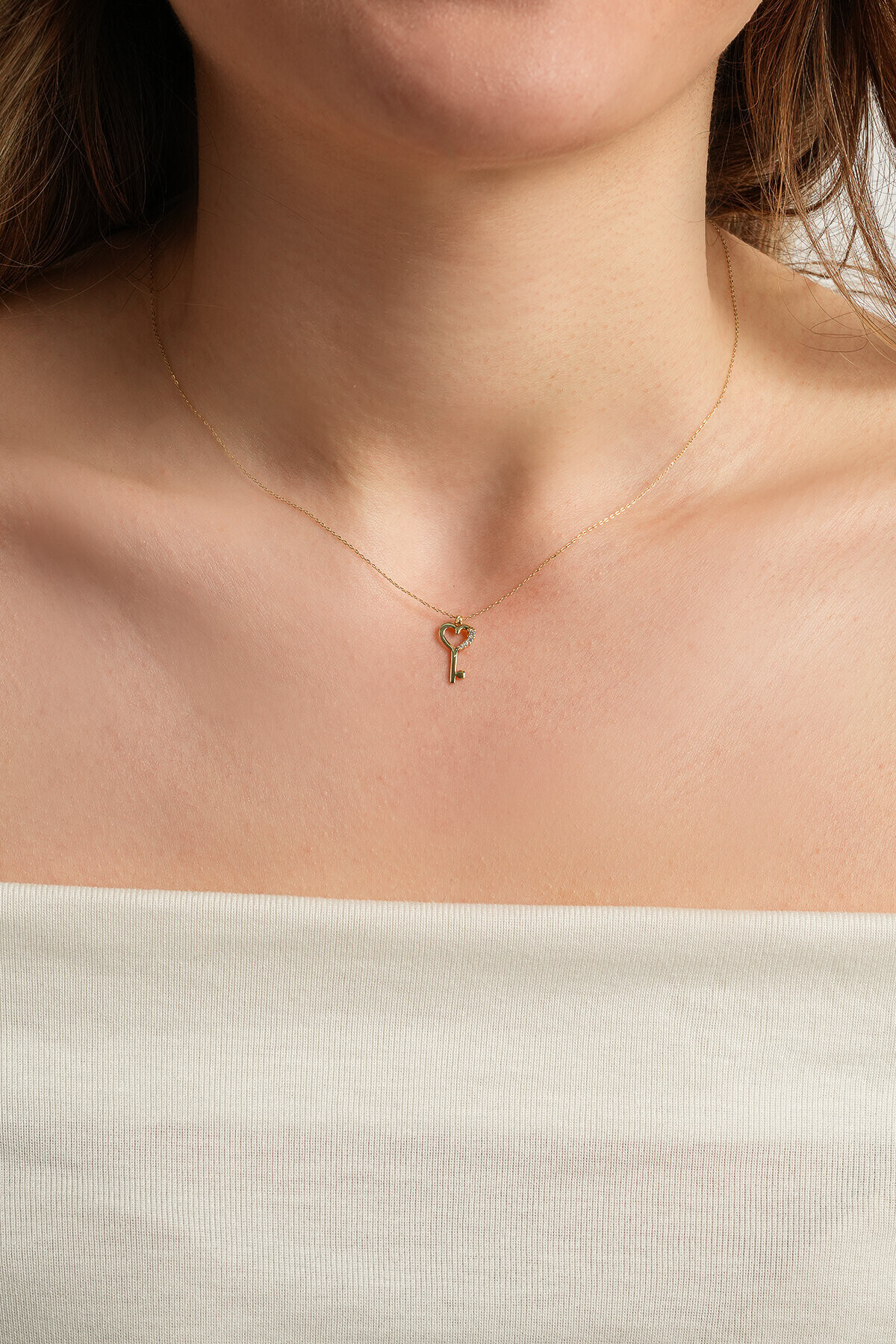 14 Ayar Altın Anahtar Kolye