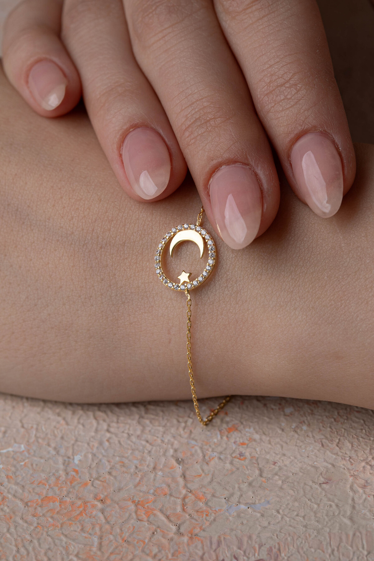 14 Ayar Altın Ayyıldız Bileklik