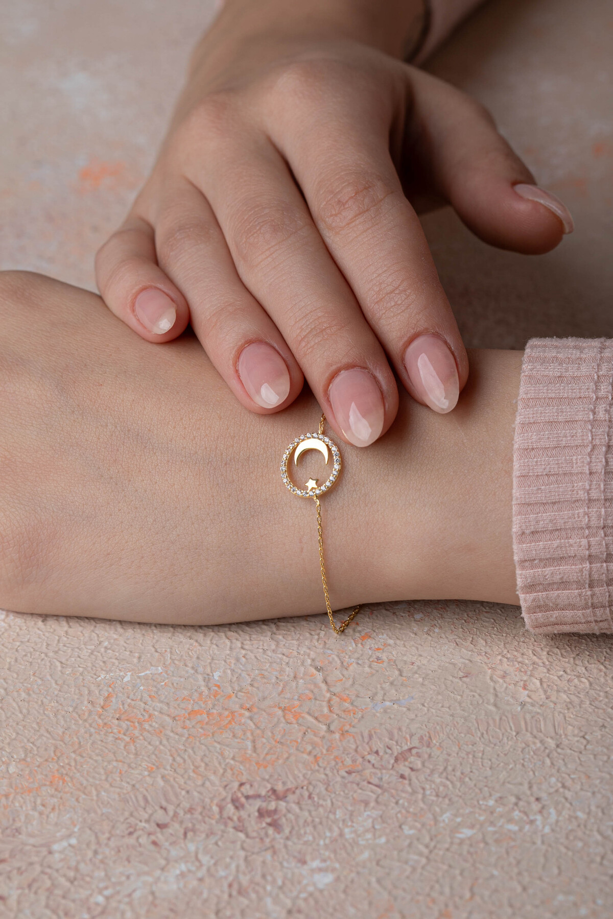 14 Ayar Altın Ayyıldız Bileklik