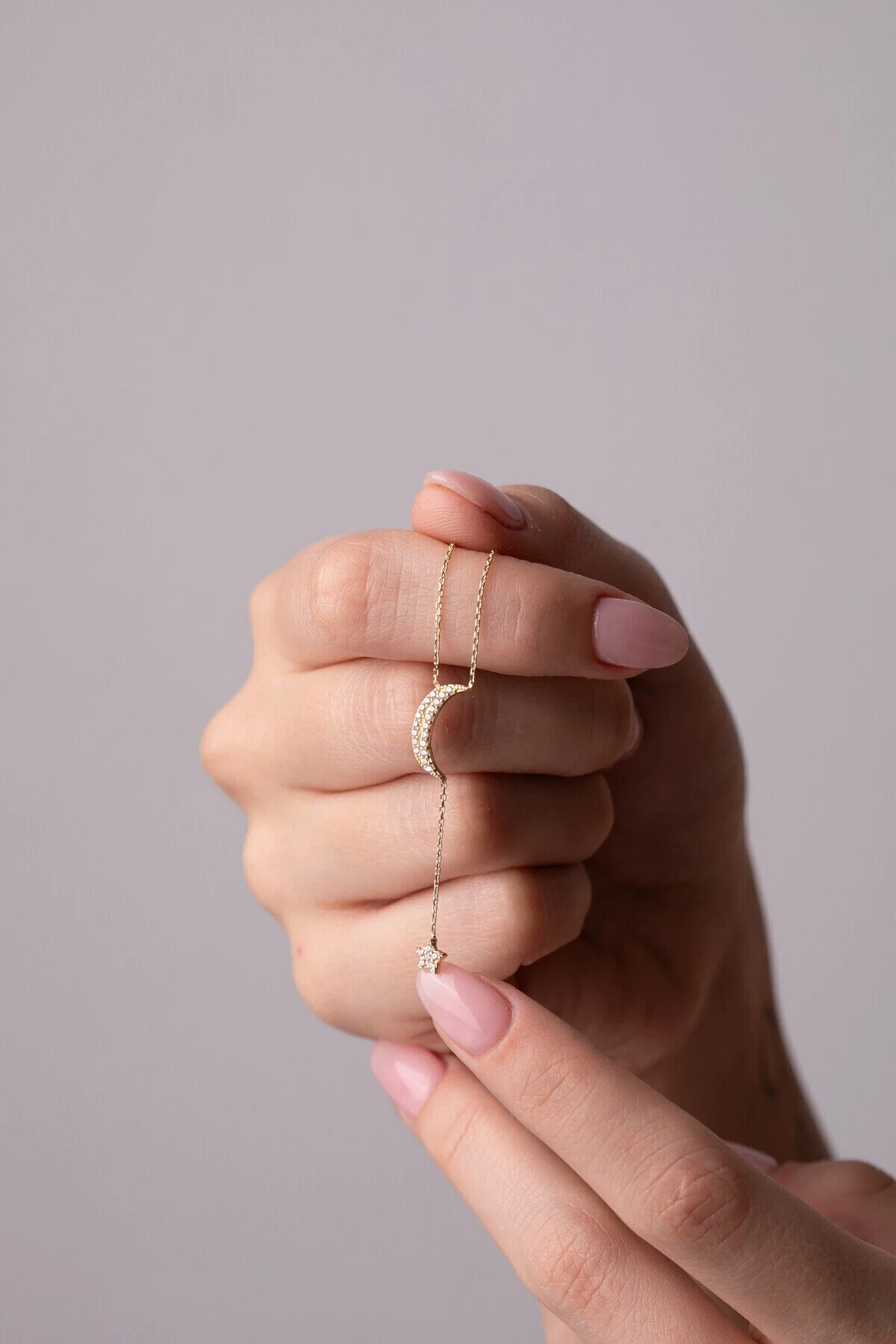 14 Ayar Altın Ayyıldız  Kolye