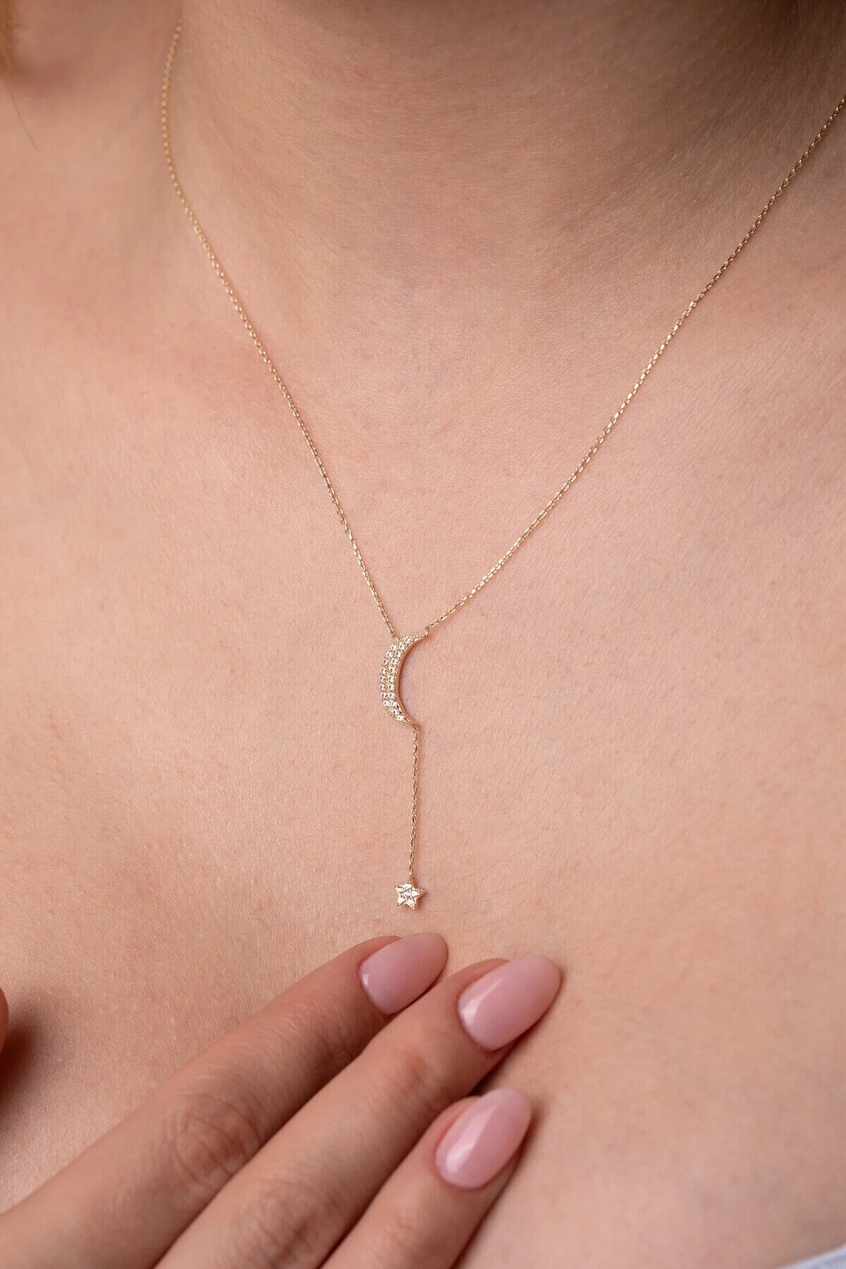 14 Ayar Altın Ayyıldız  Kolye