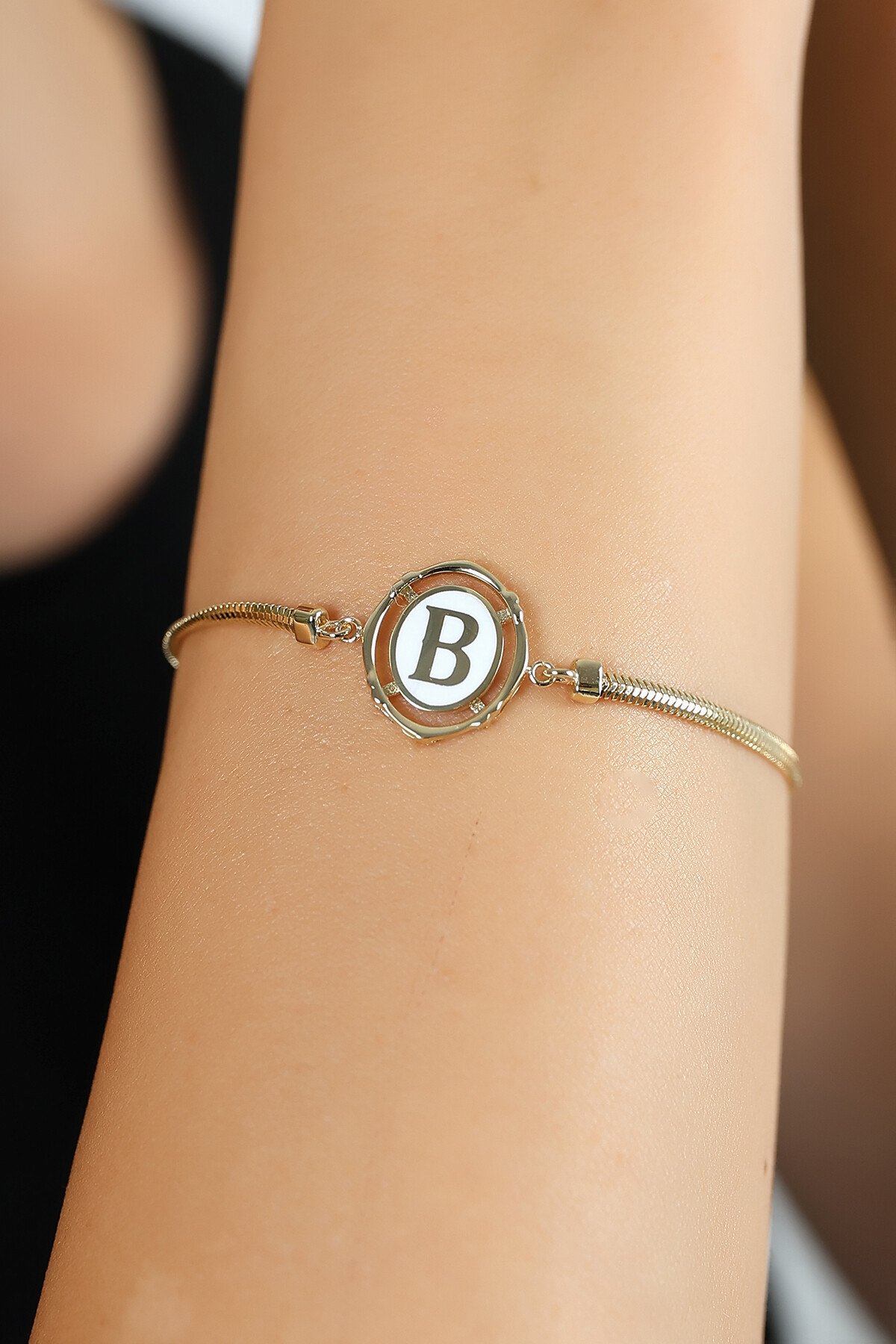 14 Ayar Altın B Harf Balık Sırtı Bileklik