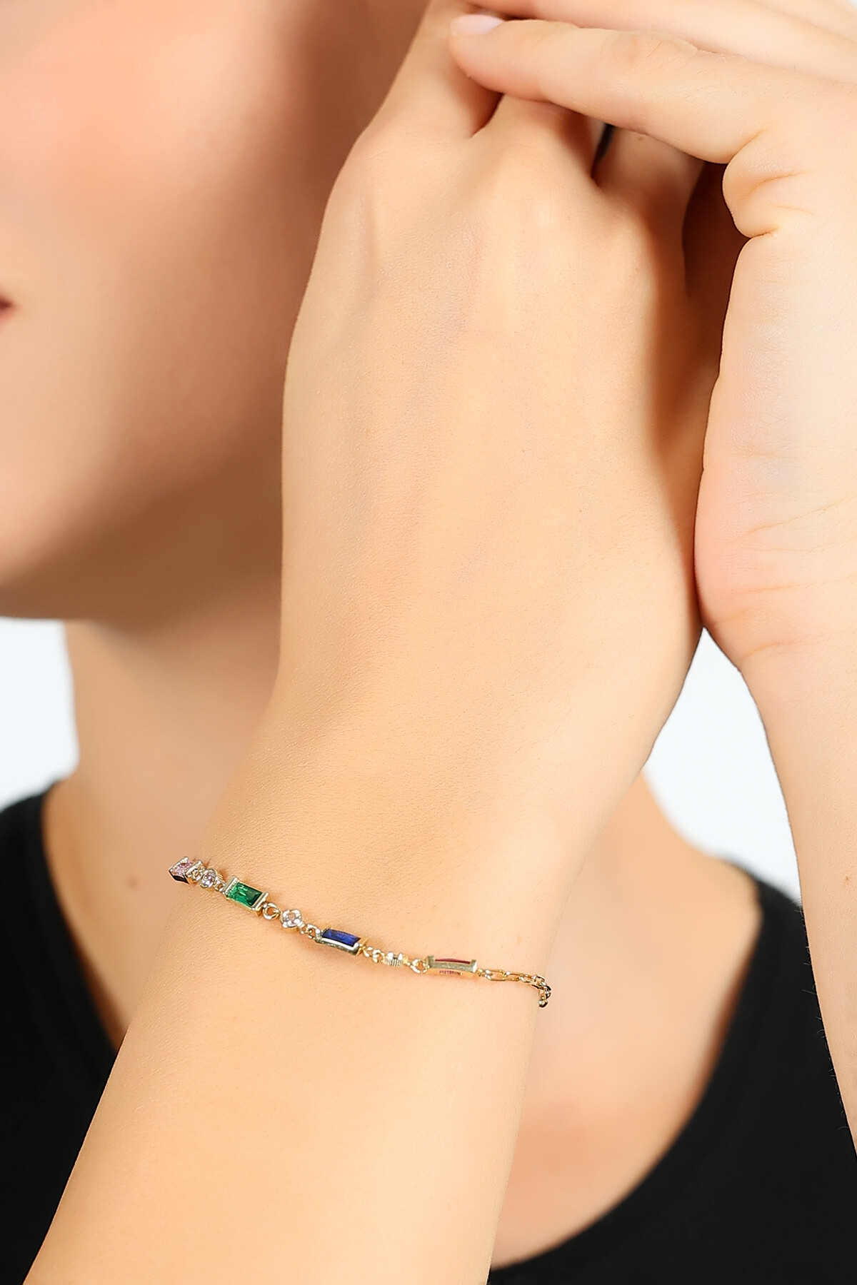 14 Ayar Altın Baget Renk Harmoni Bileklik