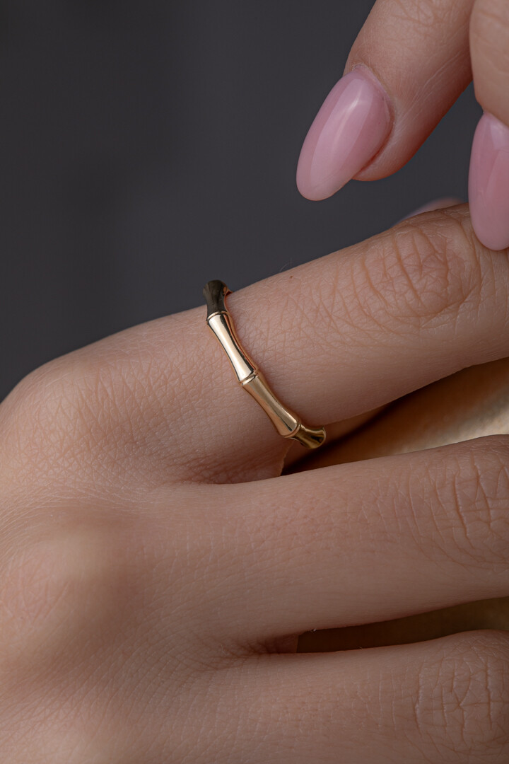 14 Ayar Altın Bambu Yüzük