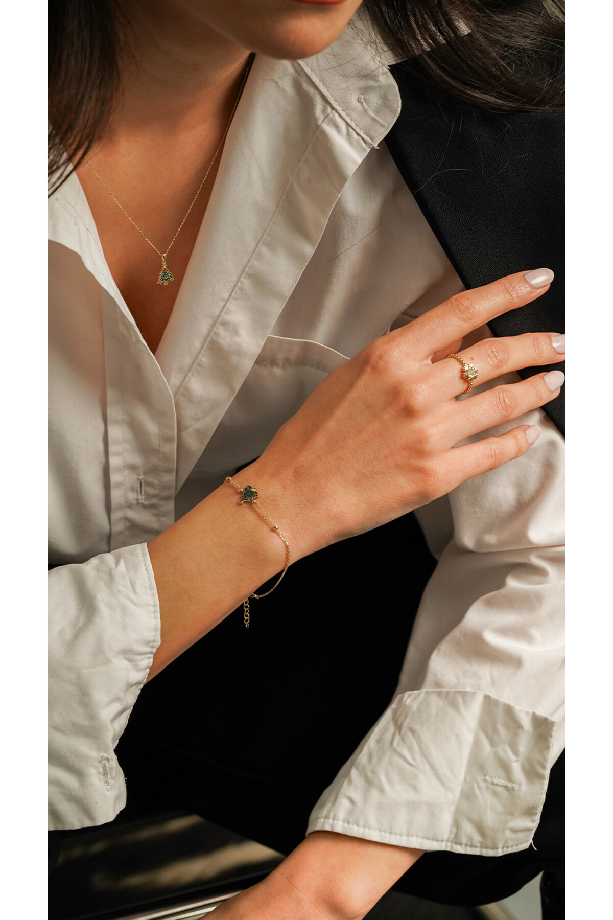 14 Ayar Altın Çam Ağacı Bileklik