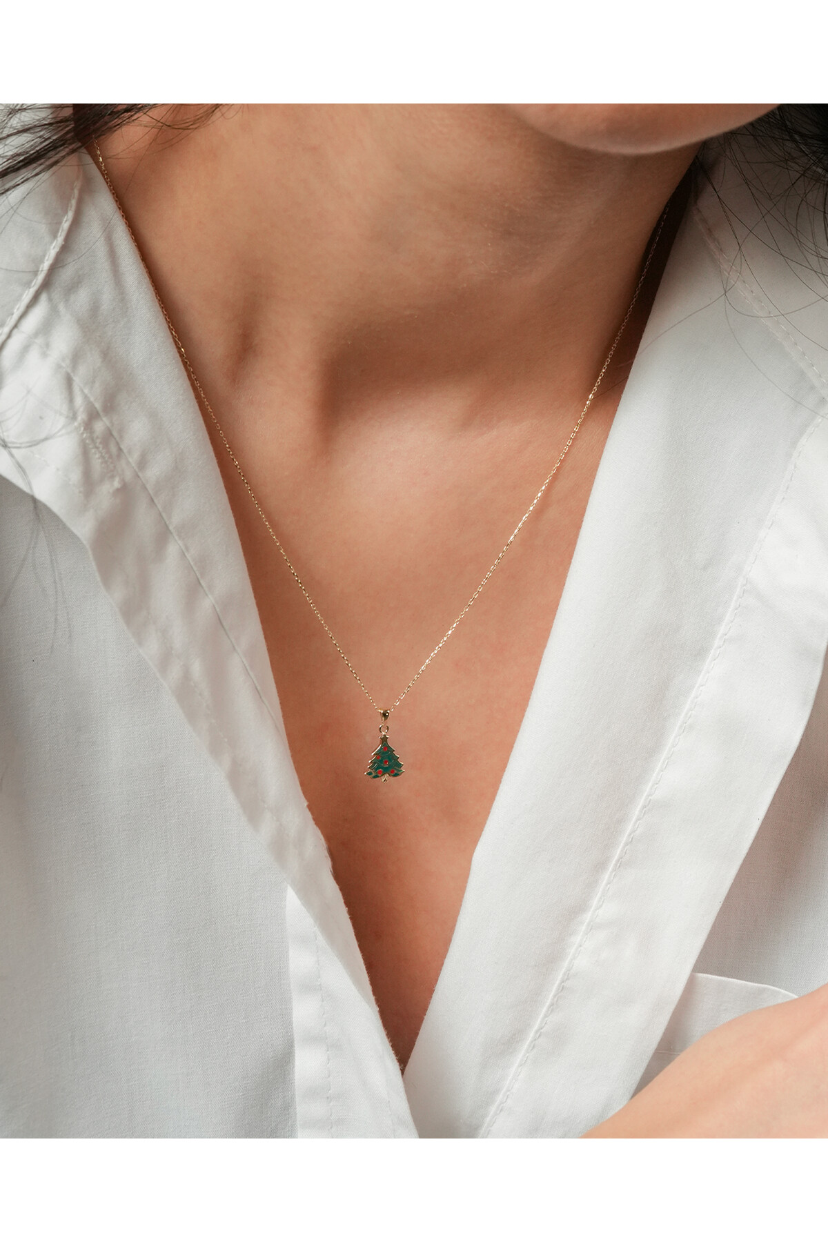 14 Ayar Altın Çam Ağacı Kolye