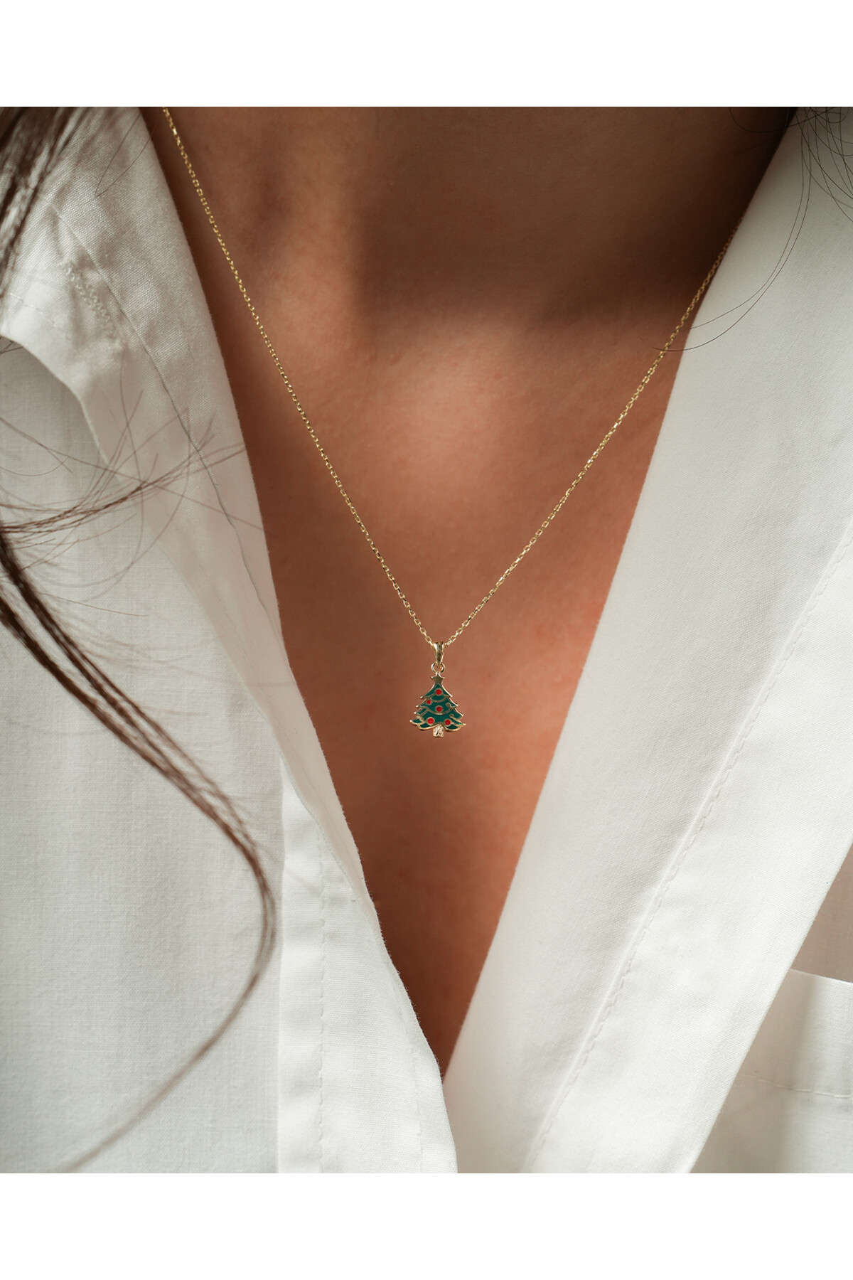 14 Ayar Altın Çam Ağacı Kolye