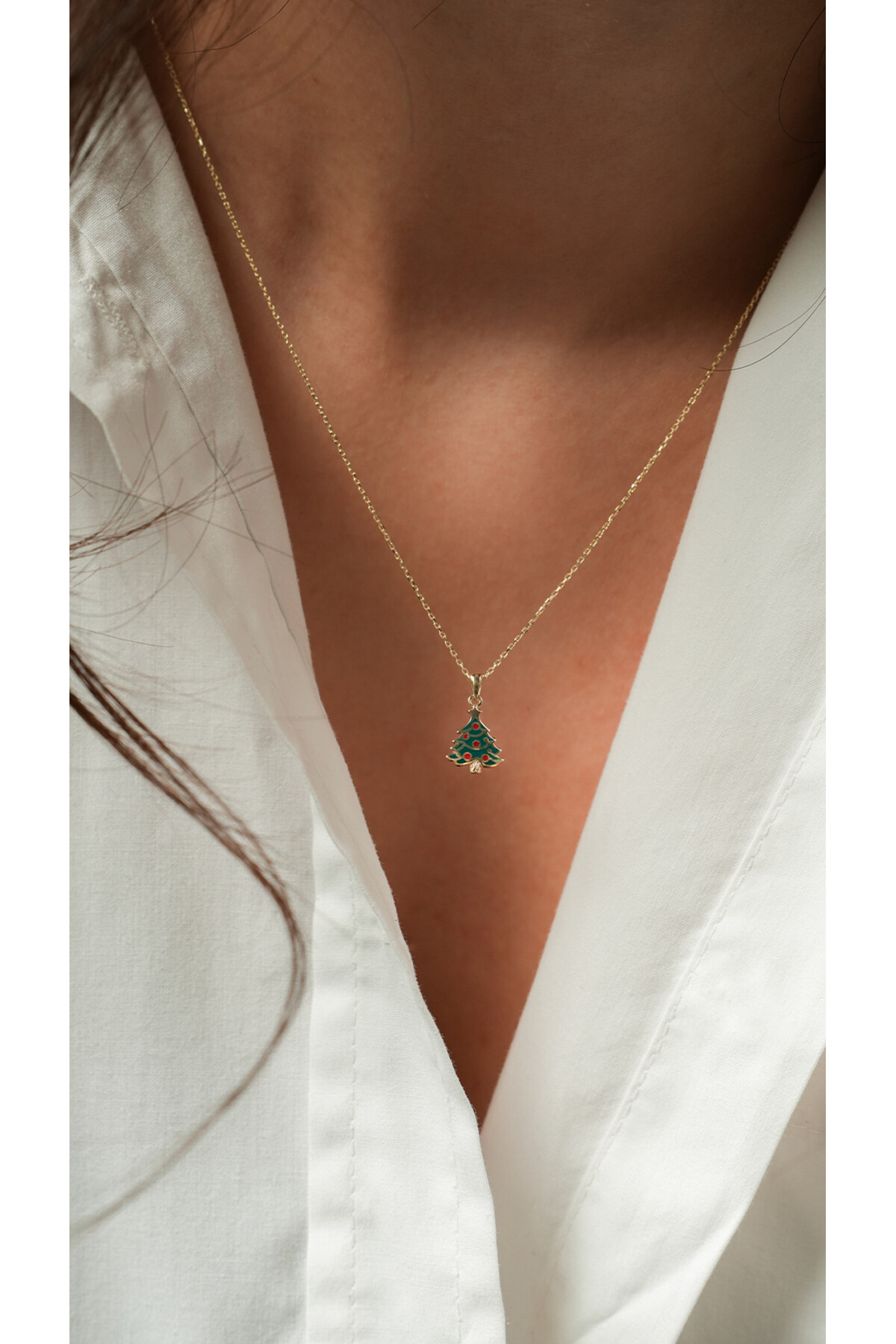 14 Ayar Altın Çam Ağacı Kolye