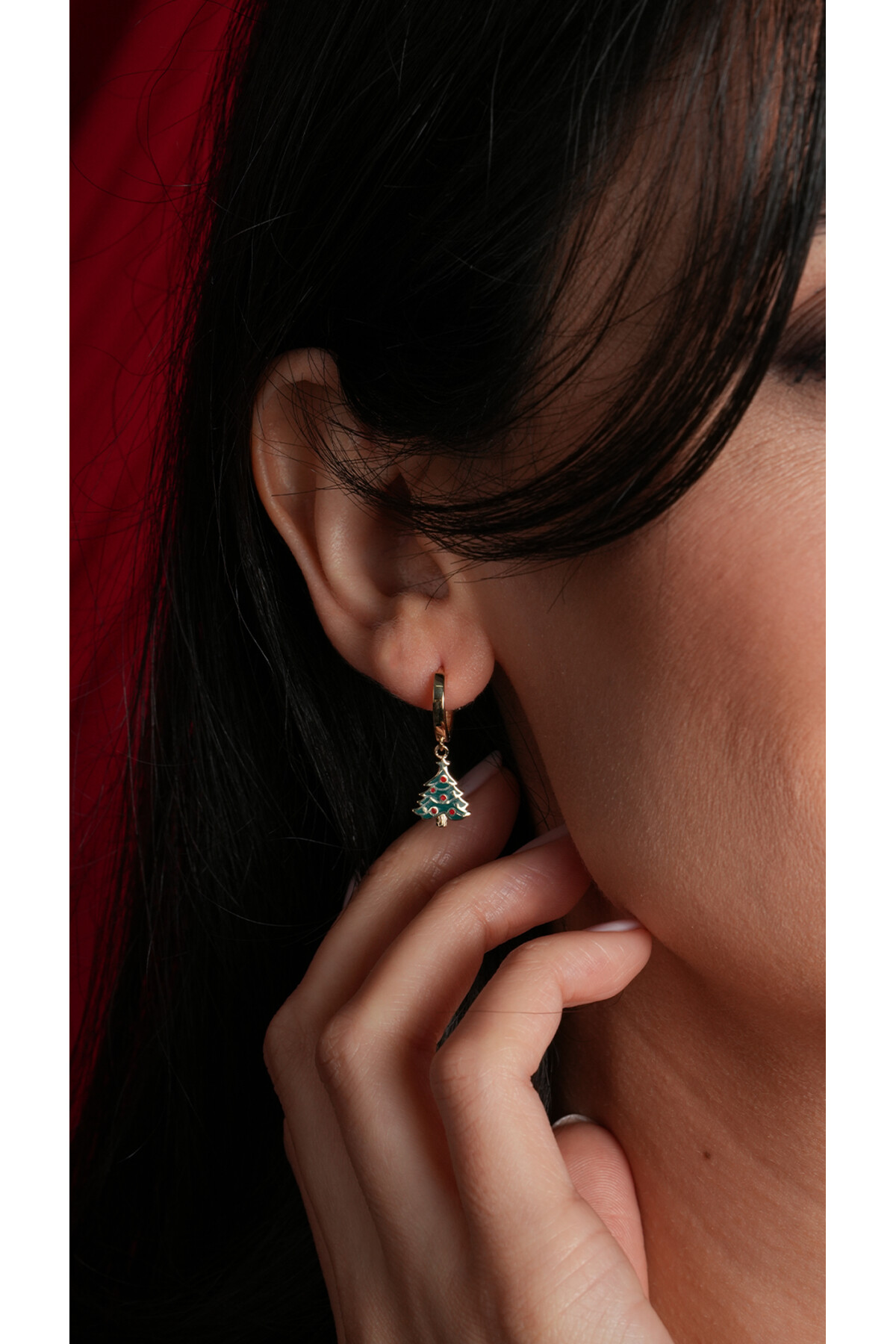 14 Ayar Altın Çam Ağacı Küpe