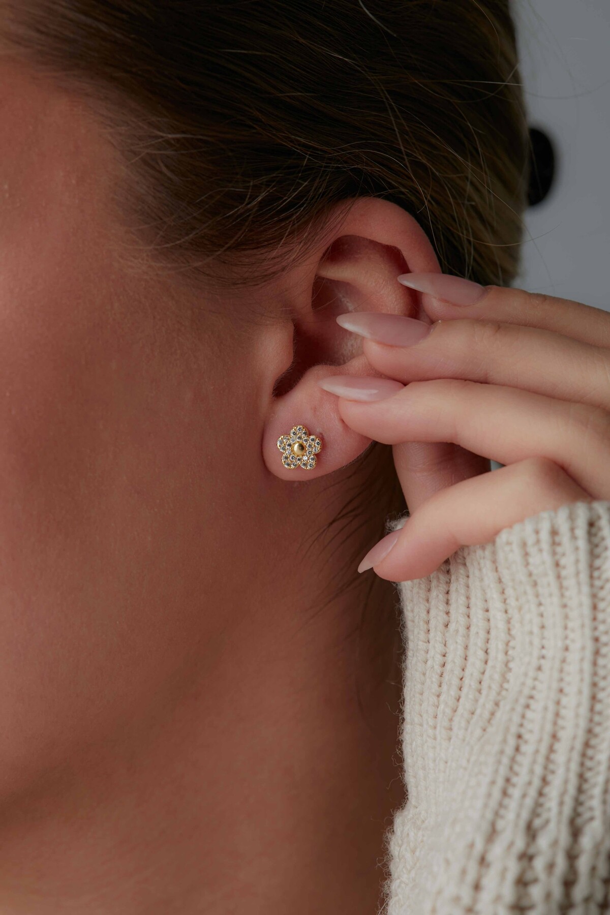 14 Ayar Altın Çiçek Küpe