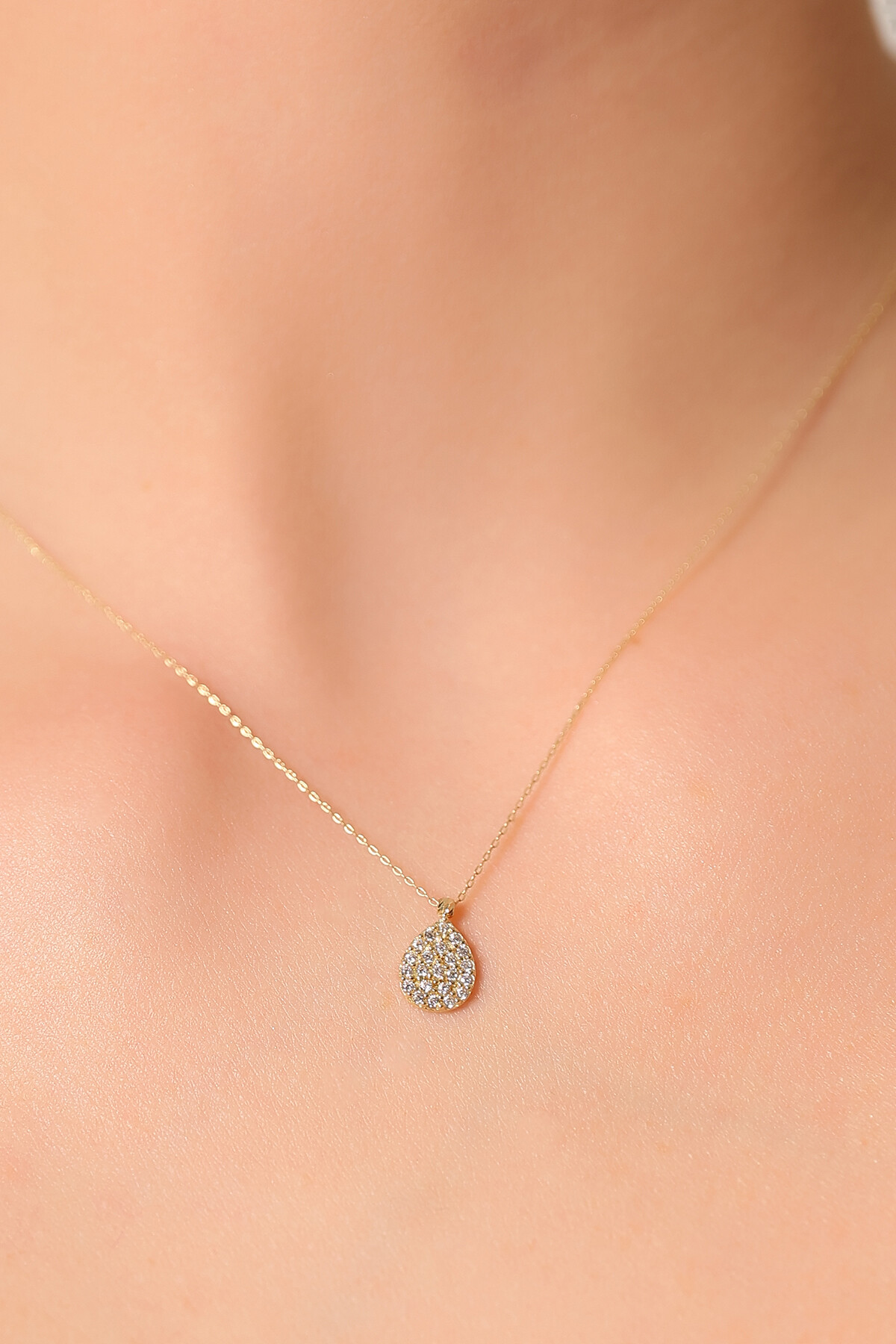 14 Ayar Altın Damla Kolye