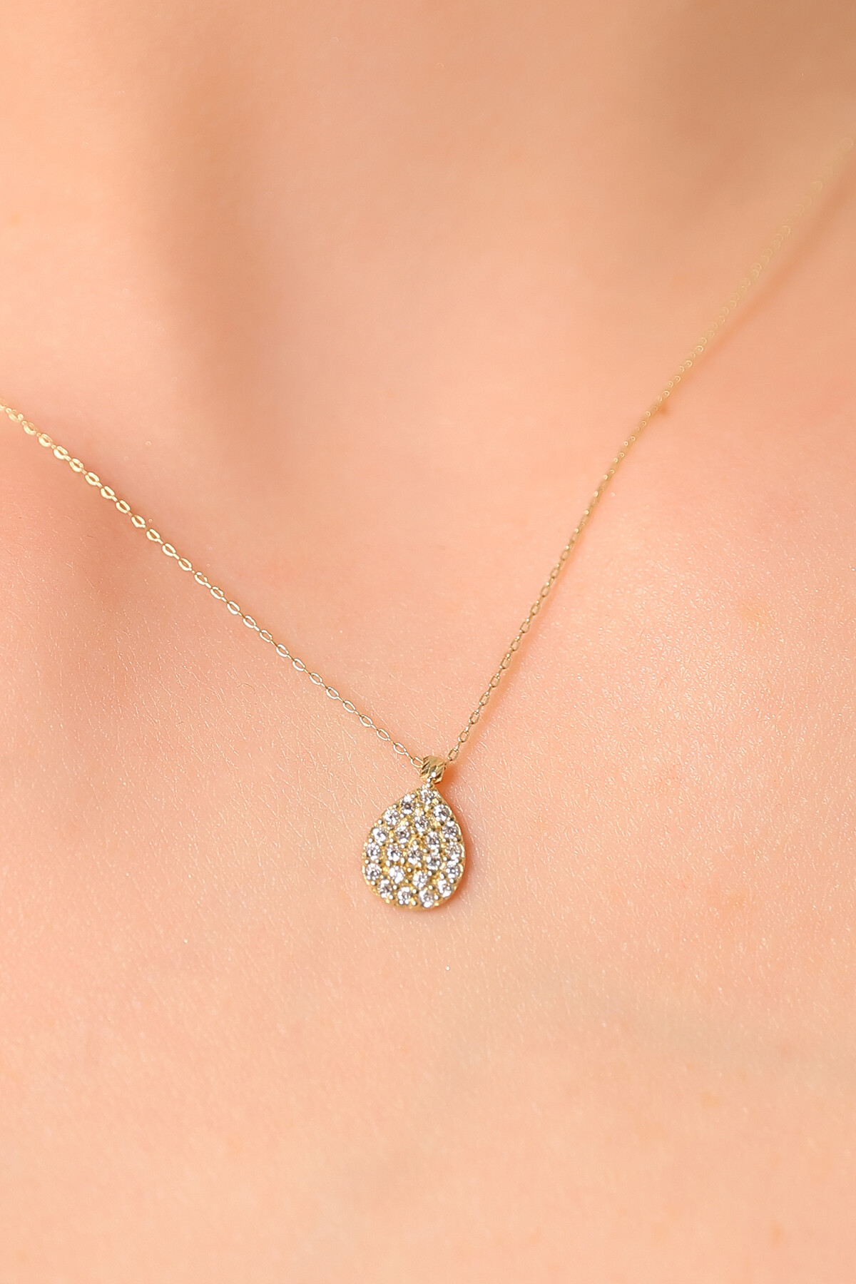 14 Ayar Altın Damla Kolye